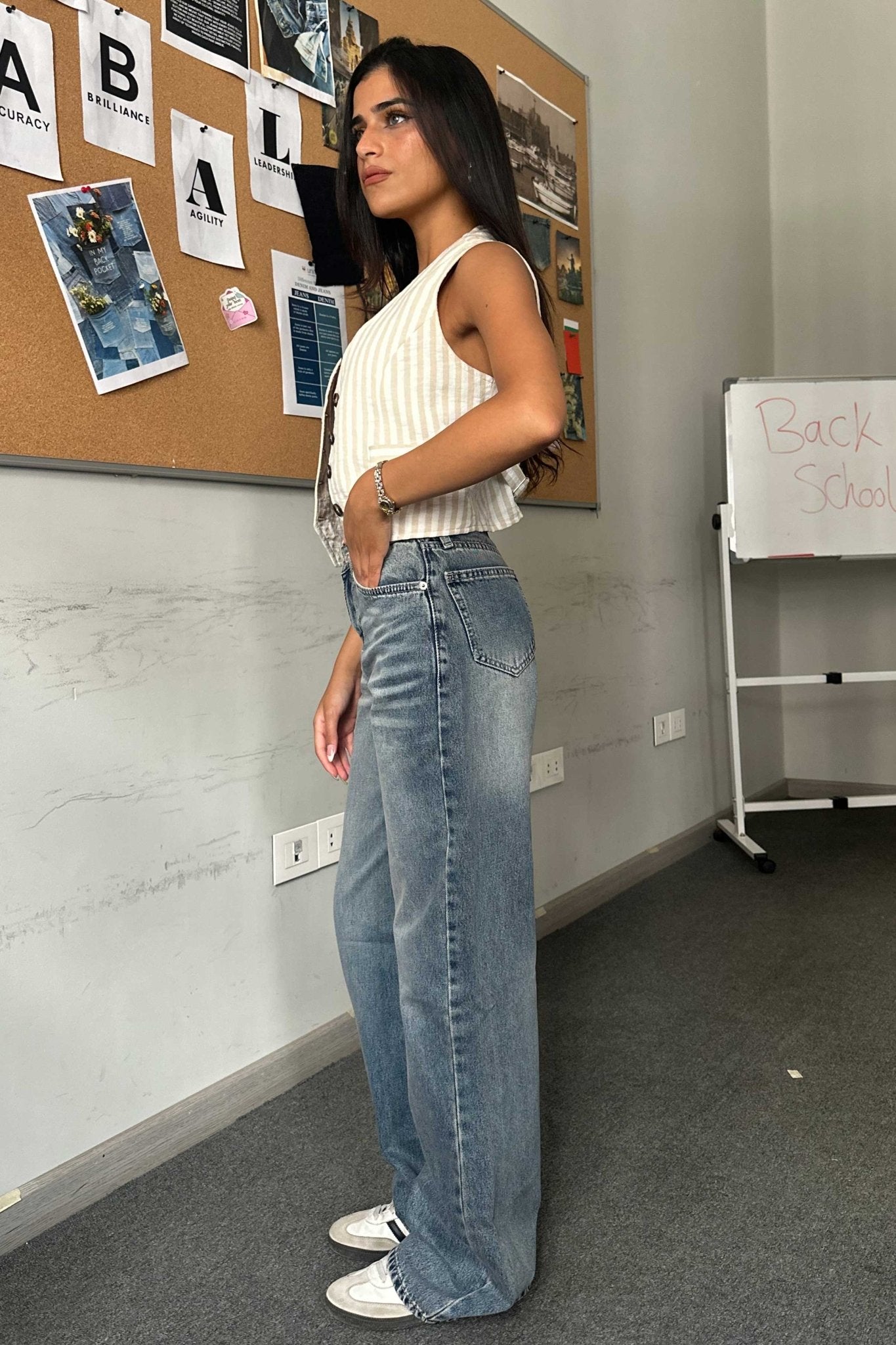 Baggy - Mid Rise Flex Waist Mid Vintage Blue Jeans Baggy CIZARO - Cizaro Jeans