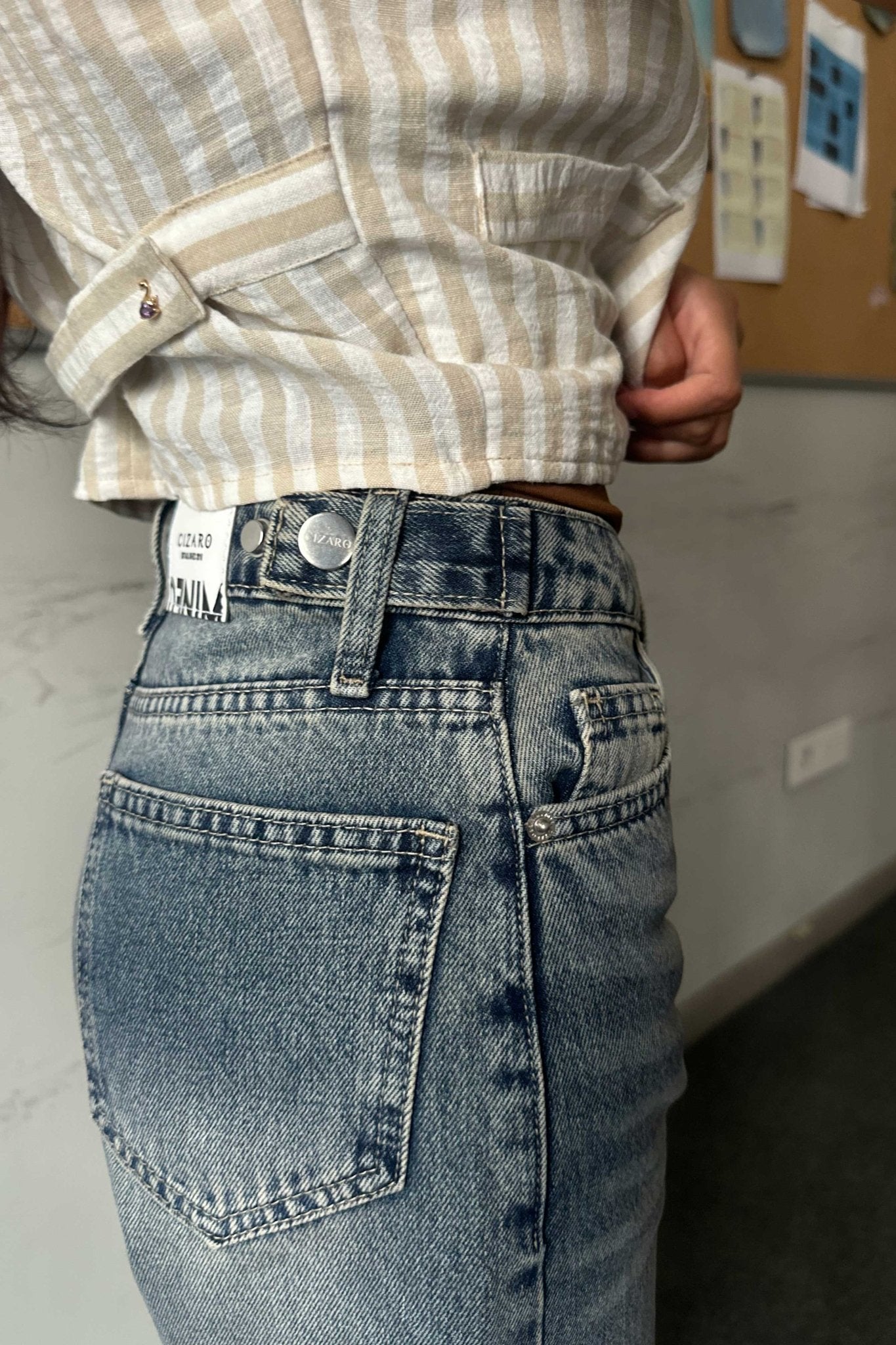 Baggy - Mid Rise Flex Waist Mid Vintage Blue Jeans Baggy CIZARO - Cizaro Jeans