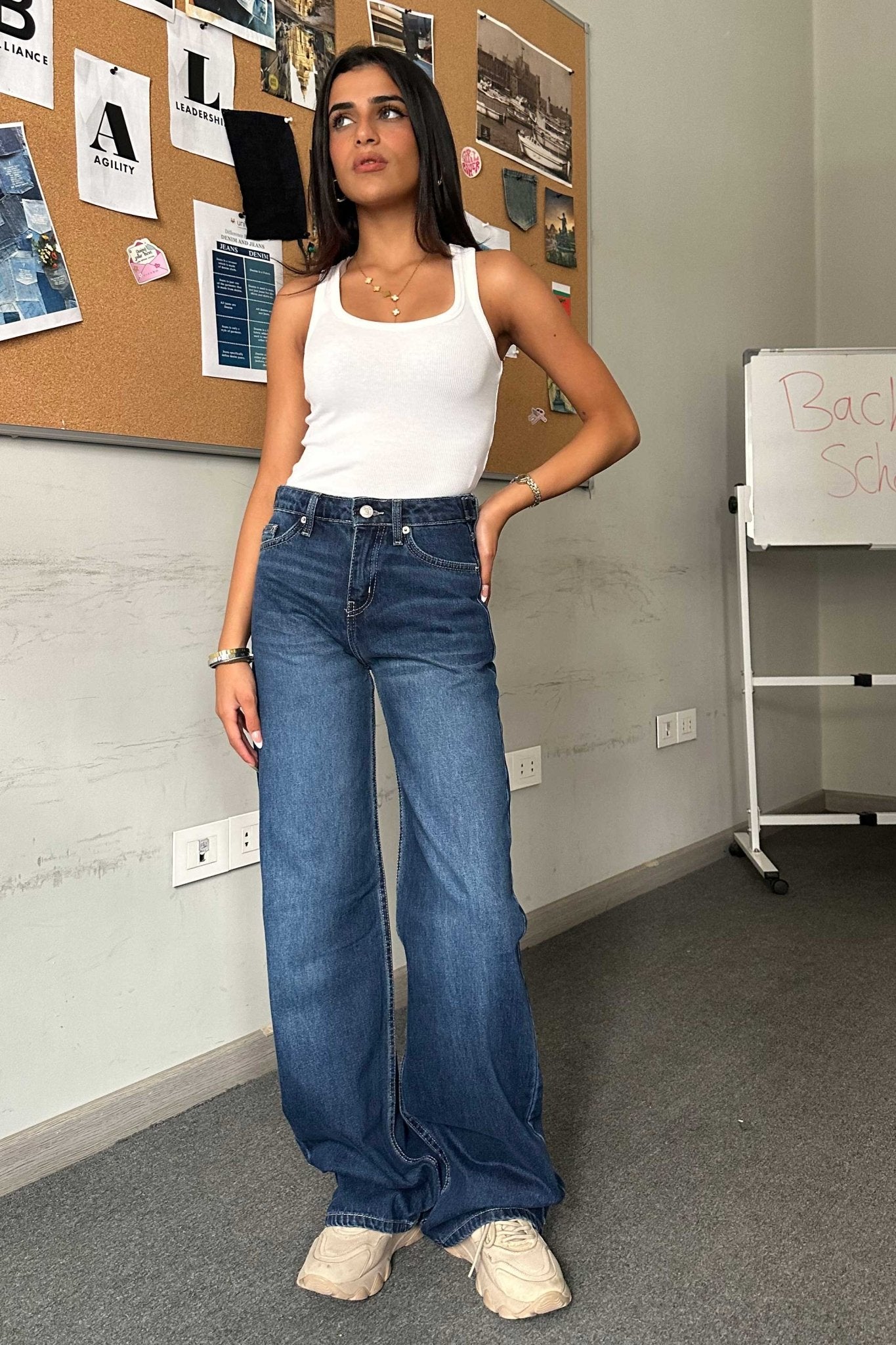 Flex Waist Baggy - Mid-Rise Navy Blue Jeans Baggy CIZARO - Cizaro Jeans