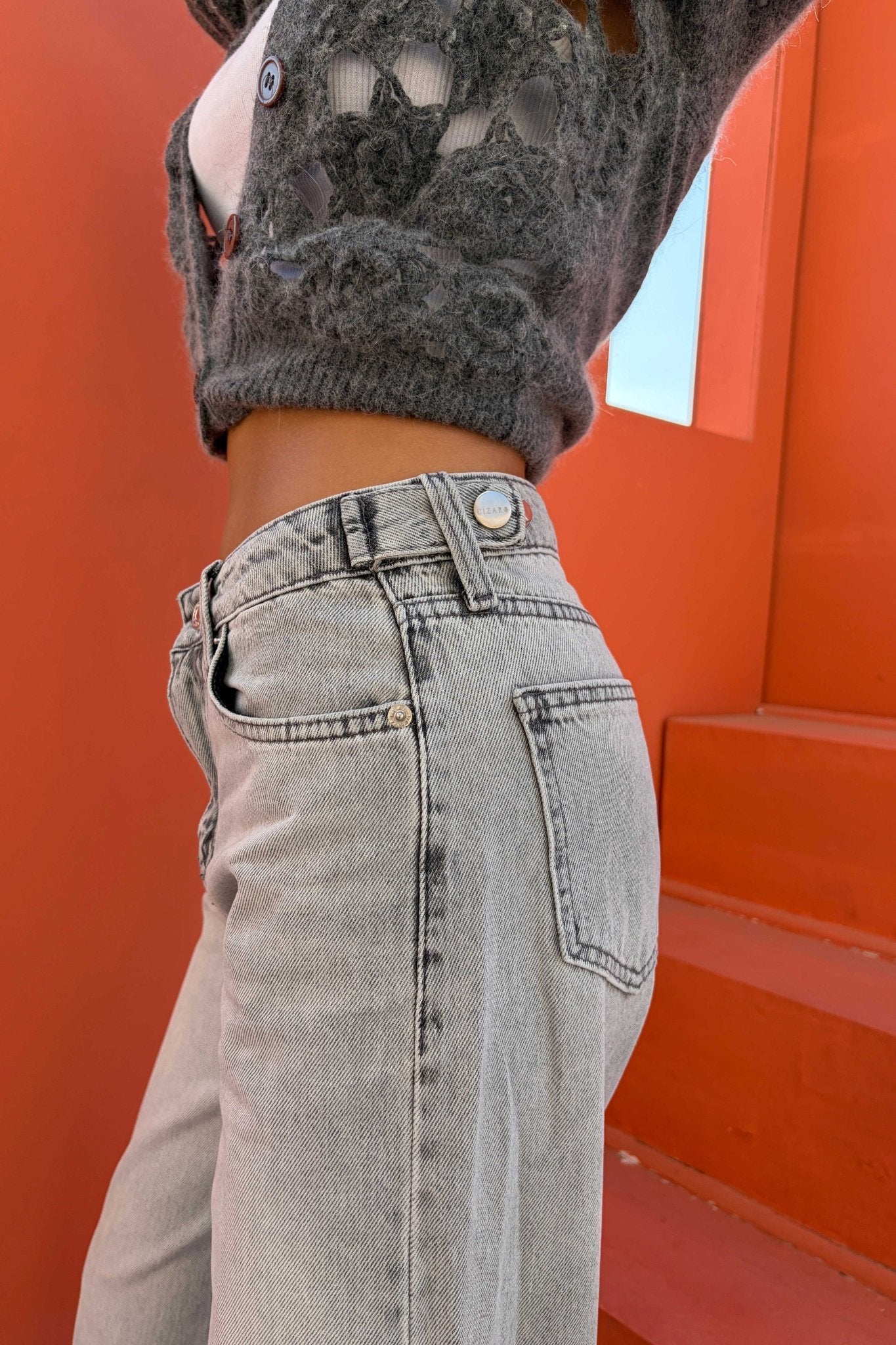 Baggy – Mid Rise Flex Waist Light Acid Gray Jeans baggy CIZARO - Cizaro Jeans