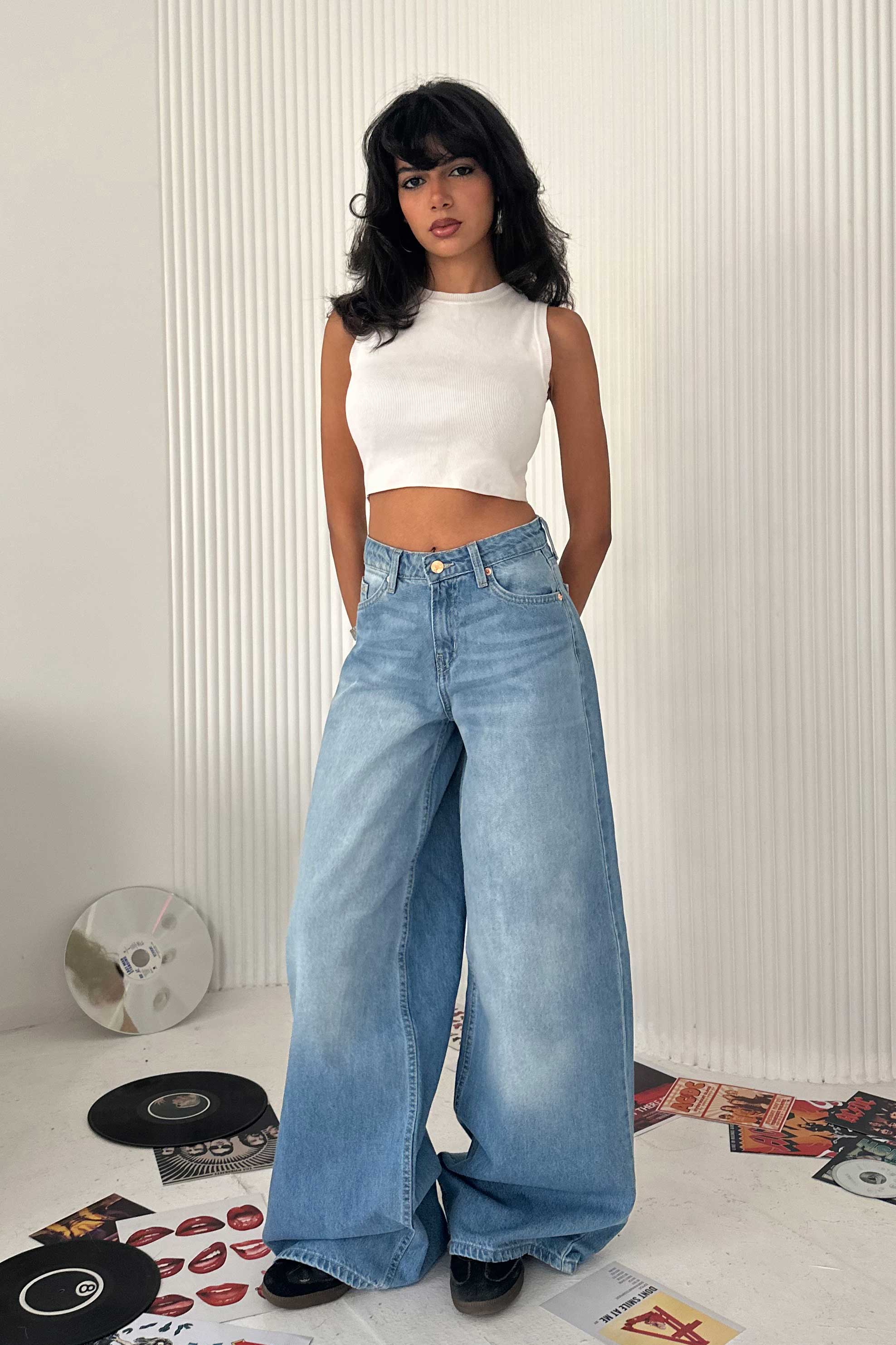 Loose Baggy - Mid-Rise Marine Blue Jeans