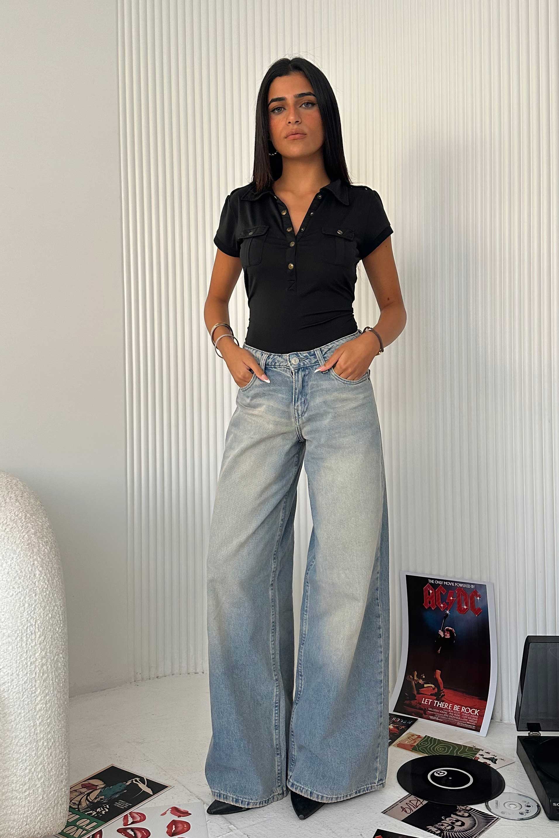 Baggy - Low Waist Light Vintage Blue Jeans