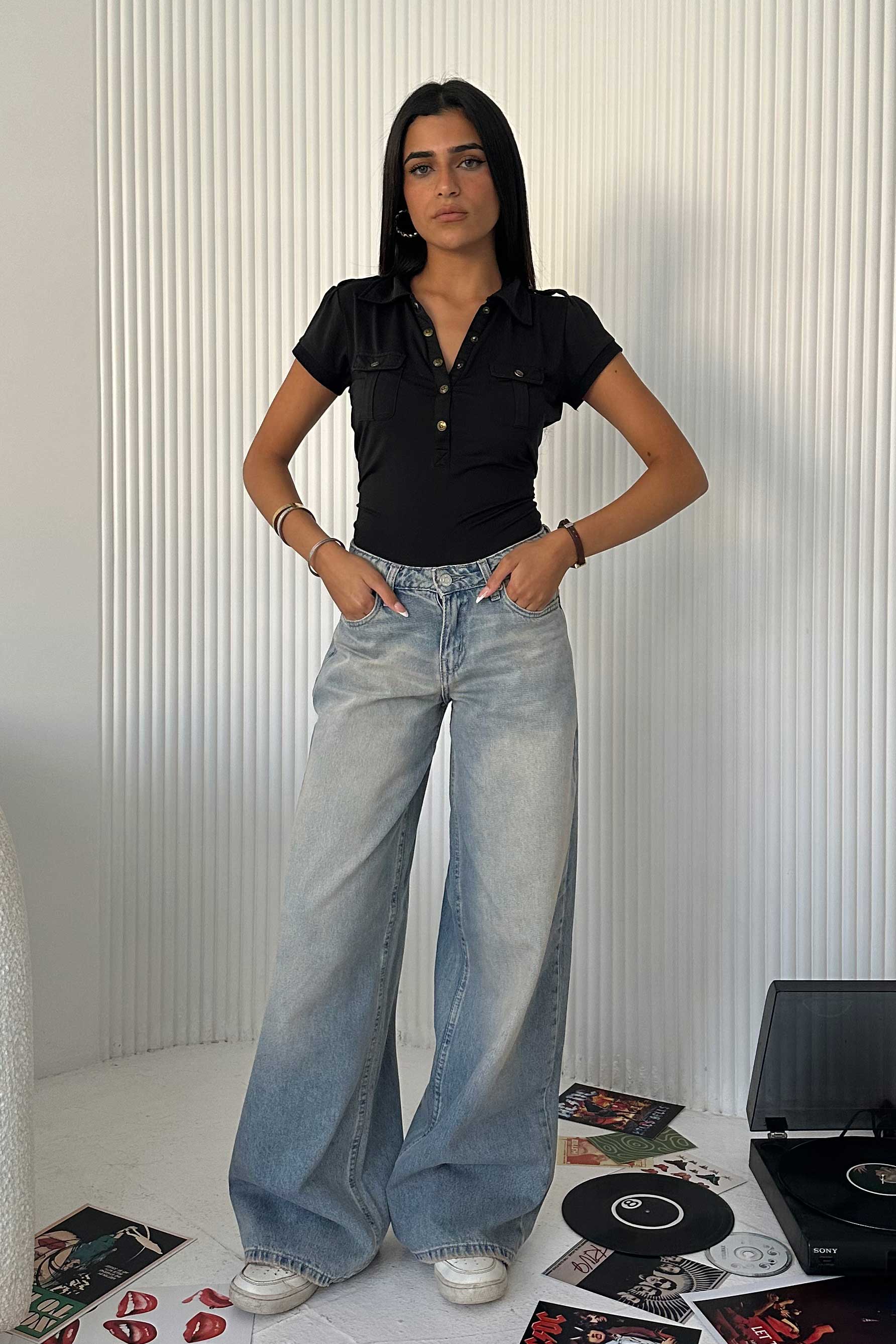 Baggy - Low Waist Light Vintage Blue Jeans
