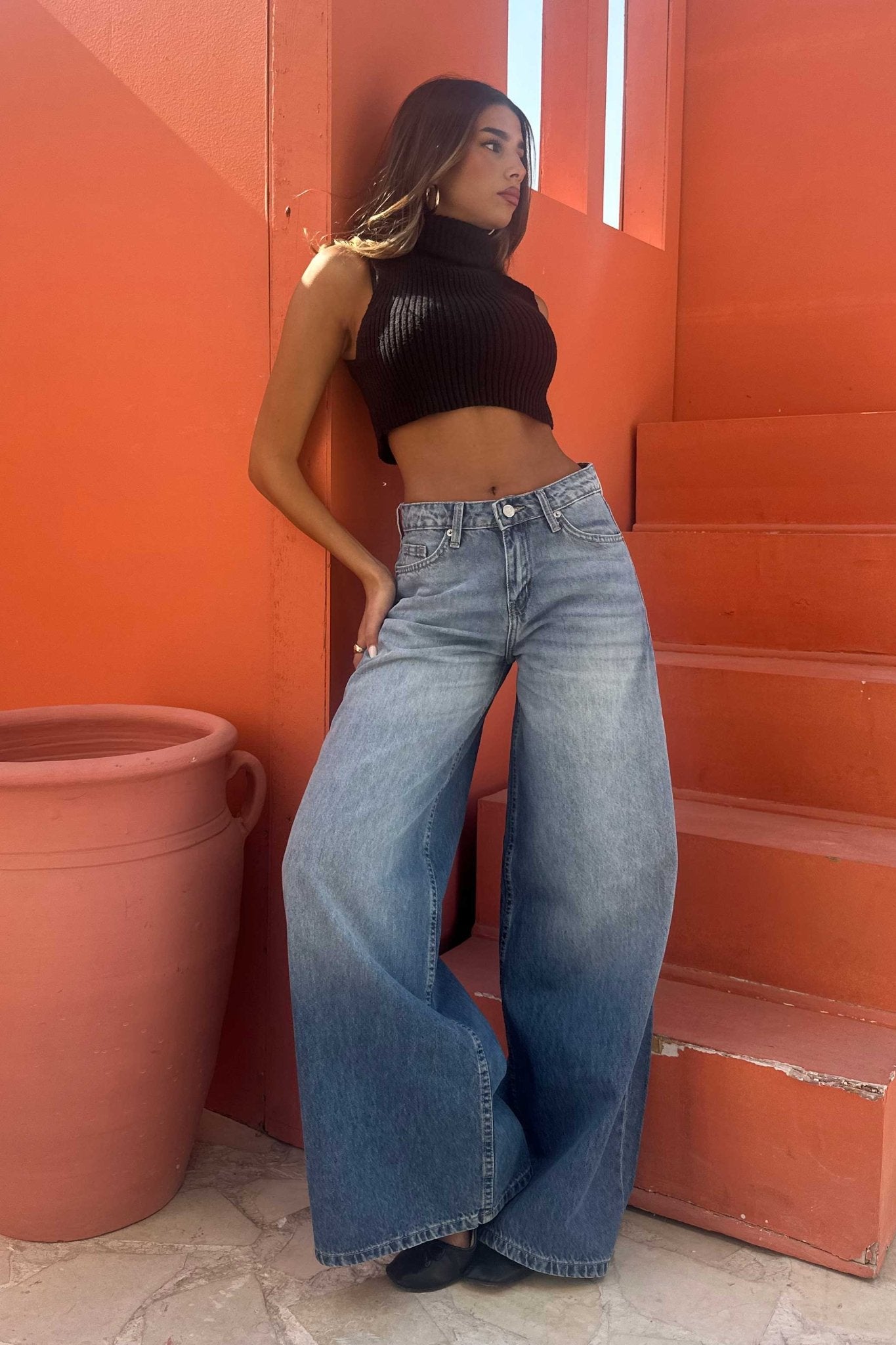 Loose Baggy – Mid Rise Marine Faded Blue Jeans Baggy CIZARO - Cizaro Jeans
