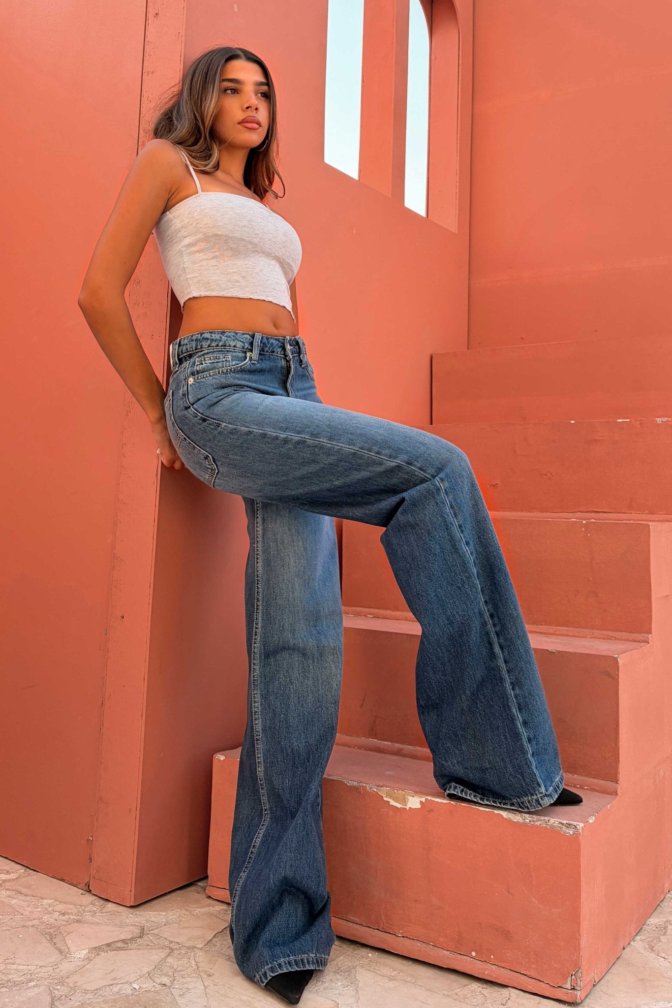 Baggy – Low Waist Mid Blue Jeans Baggy CIZARO - Cizaro Jeans