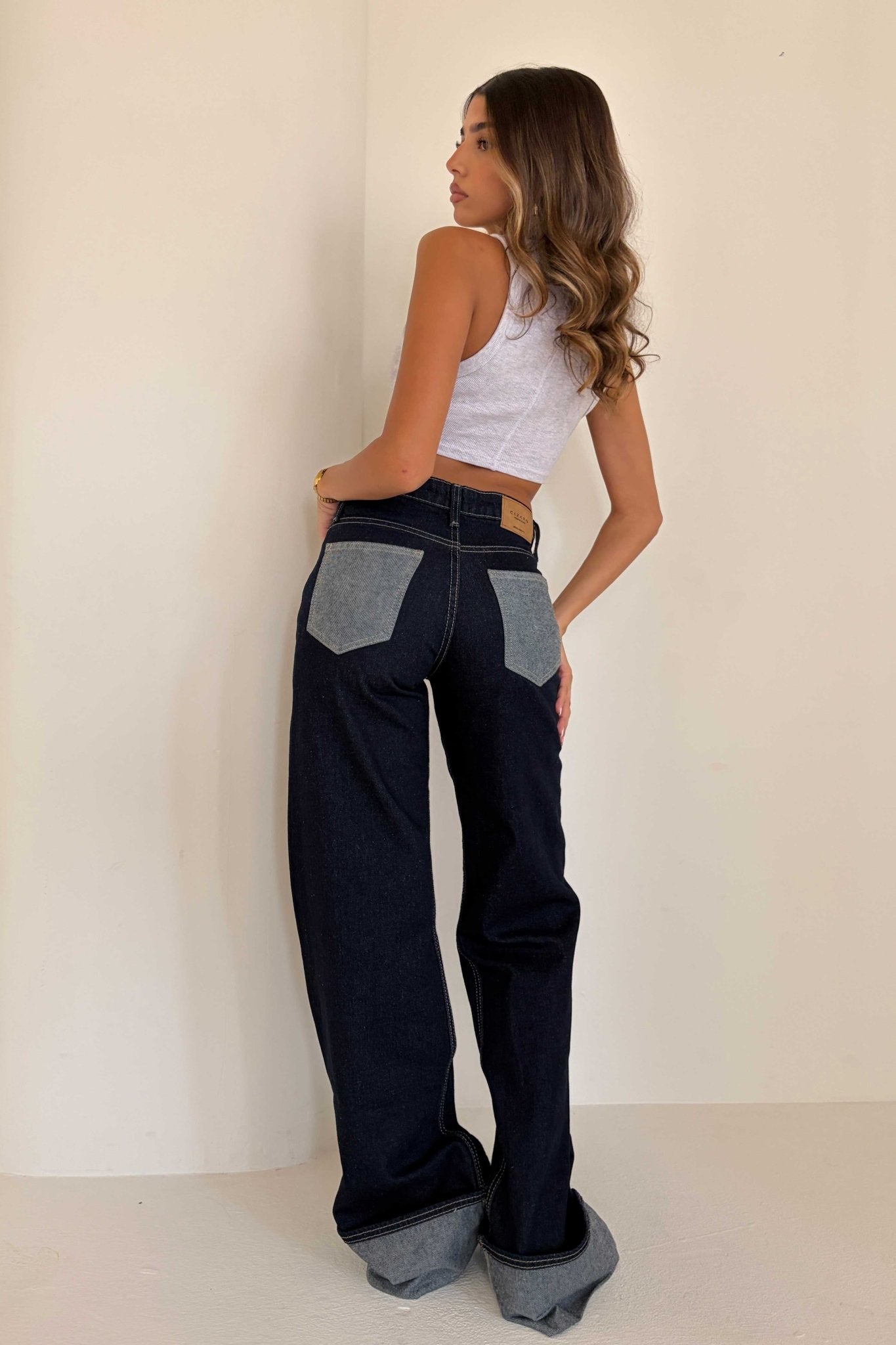 Baggy – Low Waist Folded Raw Denim Jeans BAGGY CIZARO - Cizaro Jeans