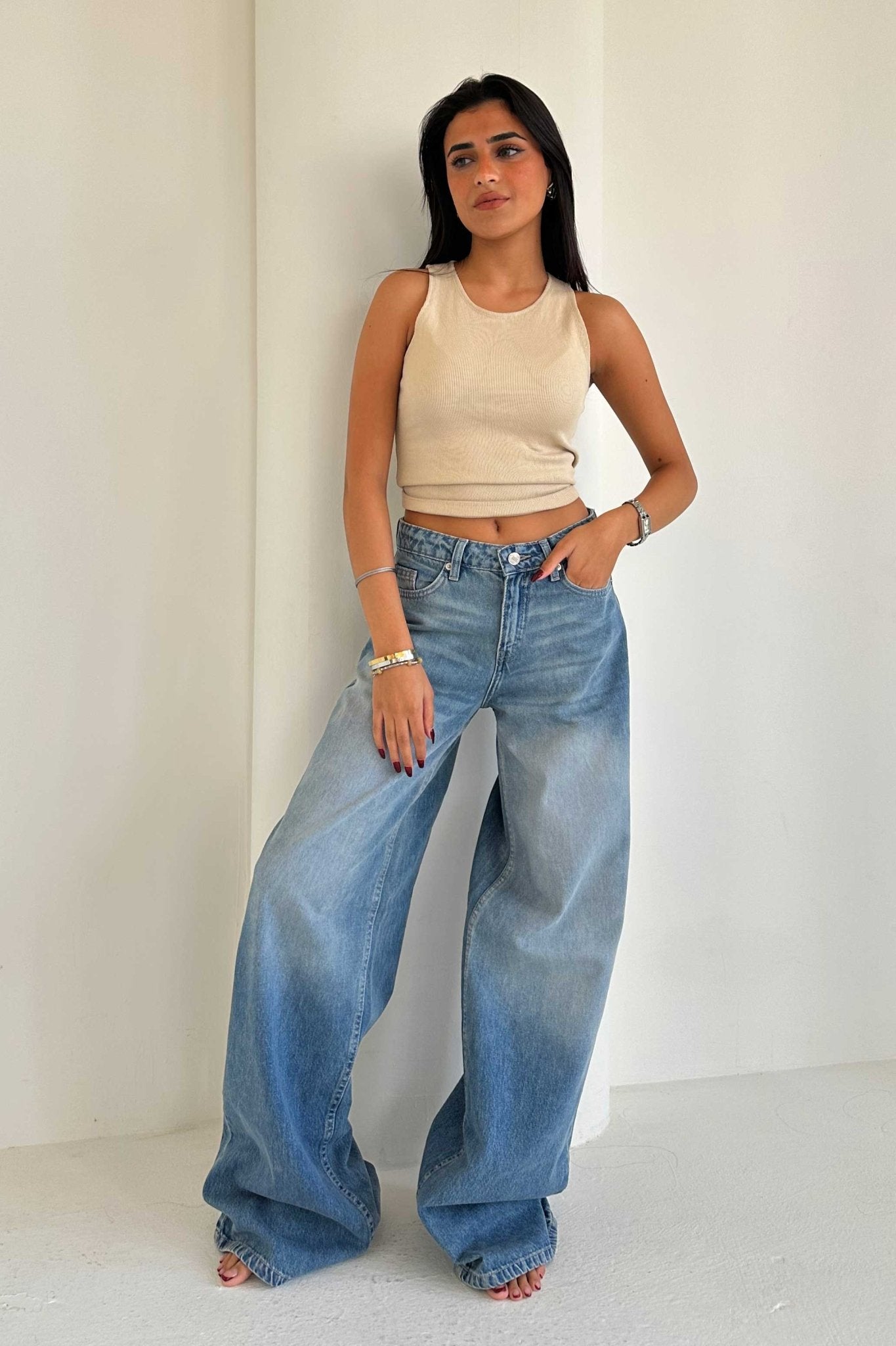 Super Baggy – Mid Rise Marine Vintage Blue Jeans Baggy CIZARO - Cizaro Jeans