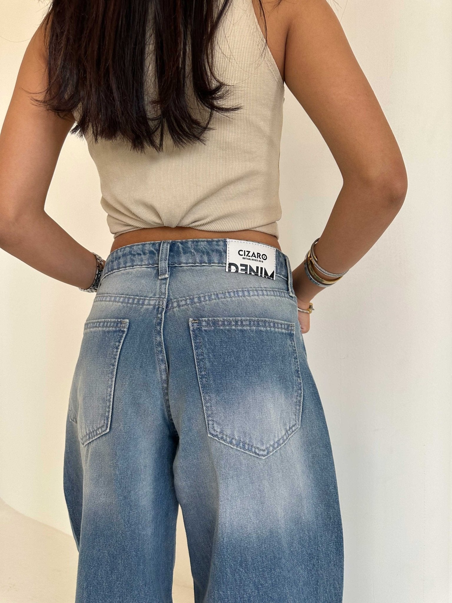 Super Baggy – Mid Rise Marine Vintage Blue Jeans Baggy CIZARO - Cizaro Jeans