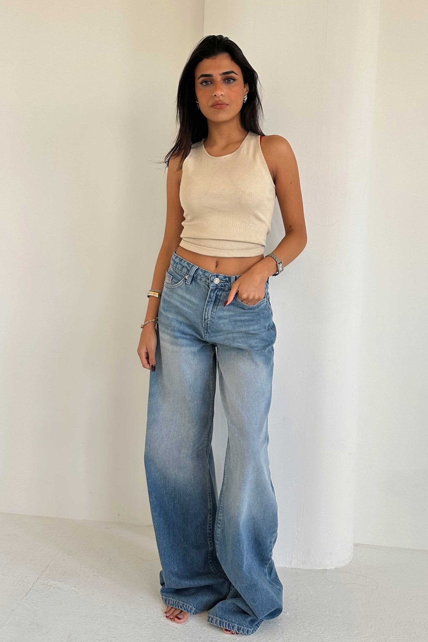 Super Baggy – Mid Rise Marine Vintage Blue Jeans Baggy CIZARO - Cizaro Jeans