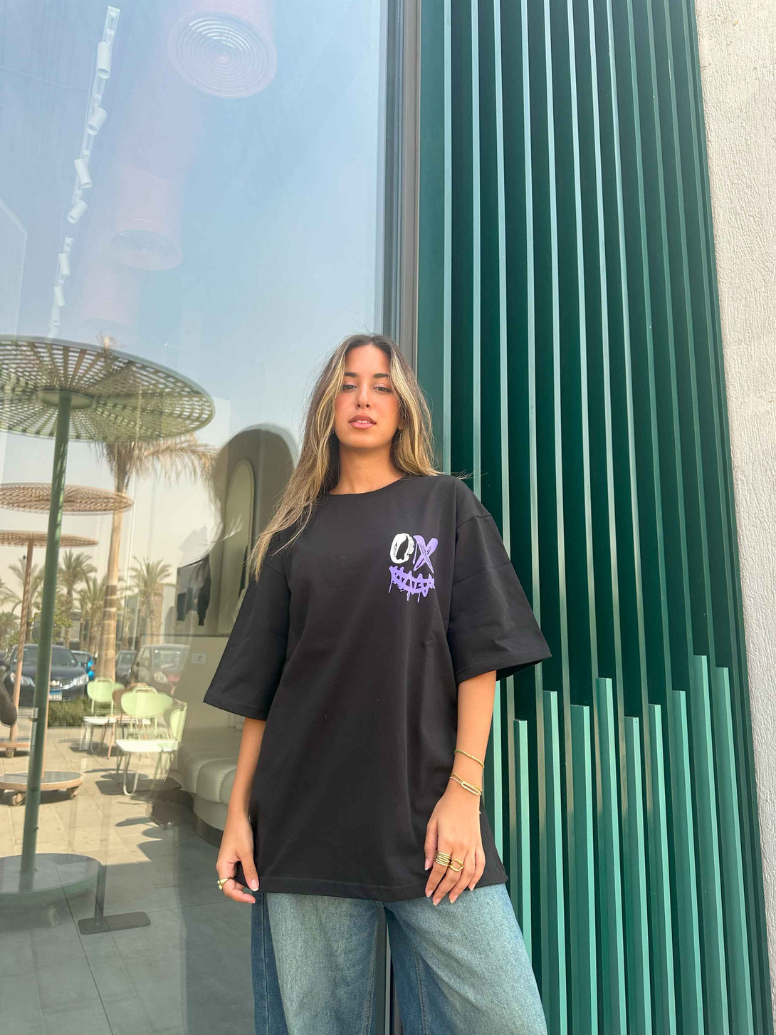 T-Shirt - Black Oversized. New Line CIZARO    - Cizaro Jeans