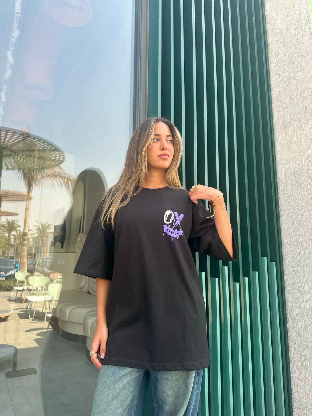 T-Shirt - Black Oversized. New Line CIZARO    - Cizaro Jeans