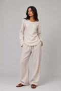 Back-Tie Flare Sleeve Blouse – Soft Sand Blouse CIZARO - Cizaro Jeans