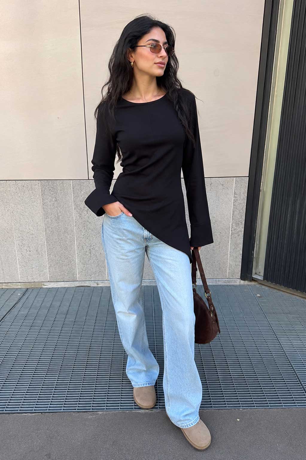 Back-Tie Flare Sleeve Blouse – Black Blouse CIZARO - Cizaro Jeans