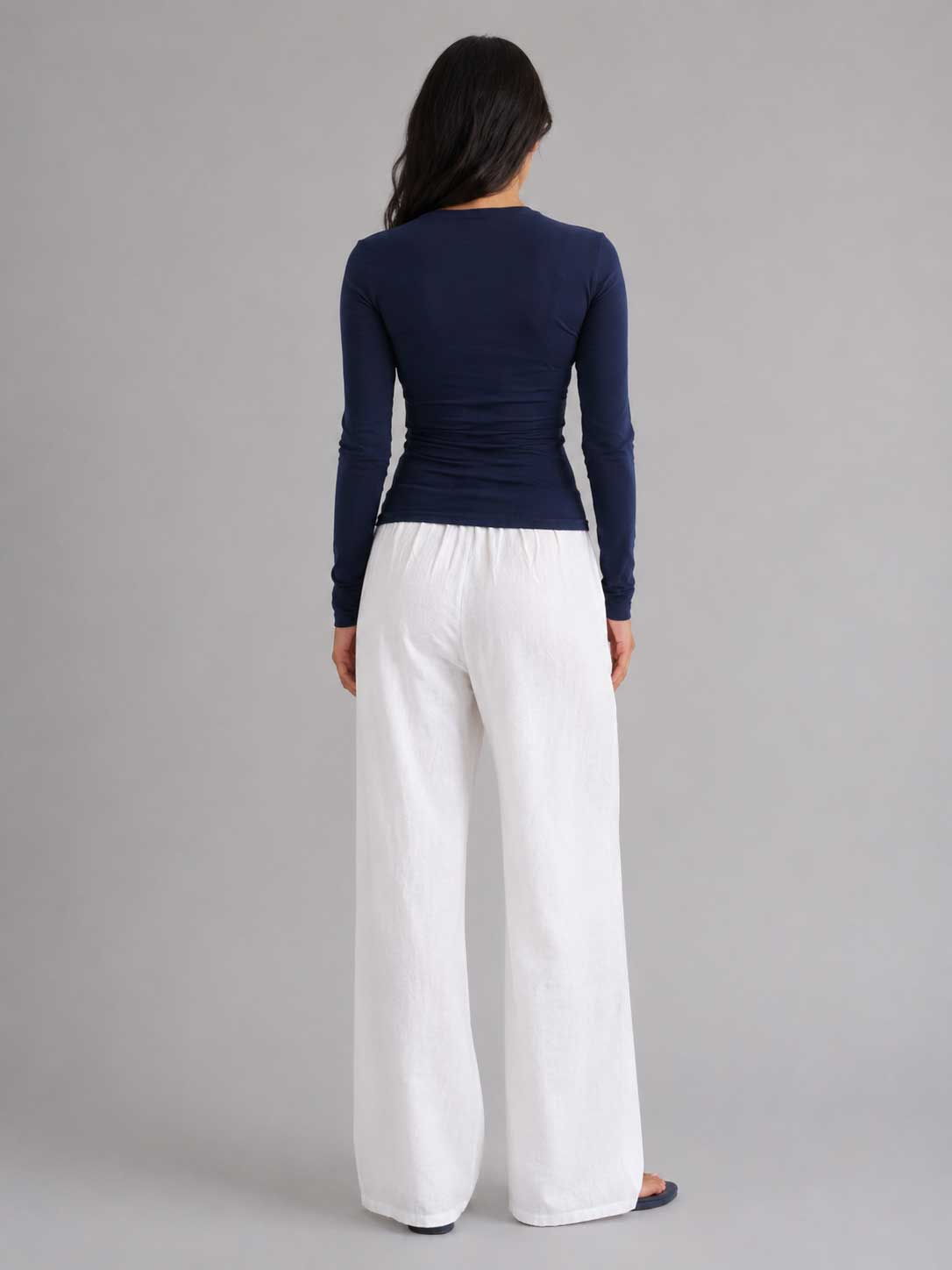 Double-Layer Fitted Long Sleeve Crew Neck Top – Navy Top CIZARO - Cizaro Jeans