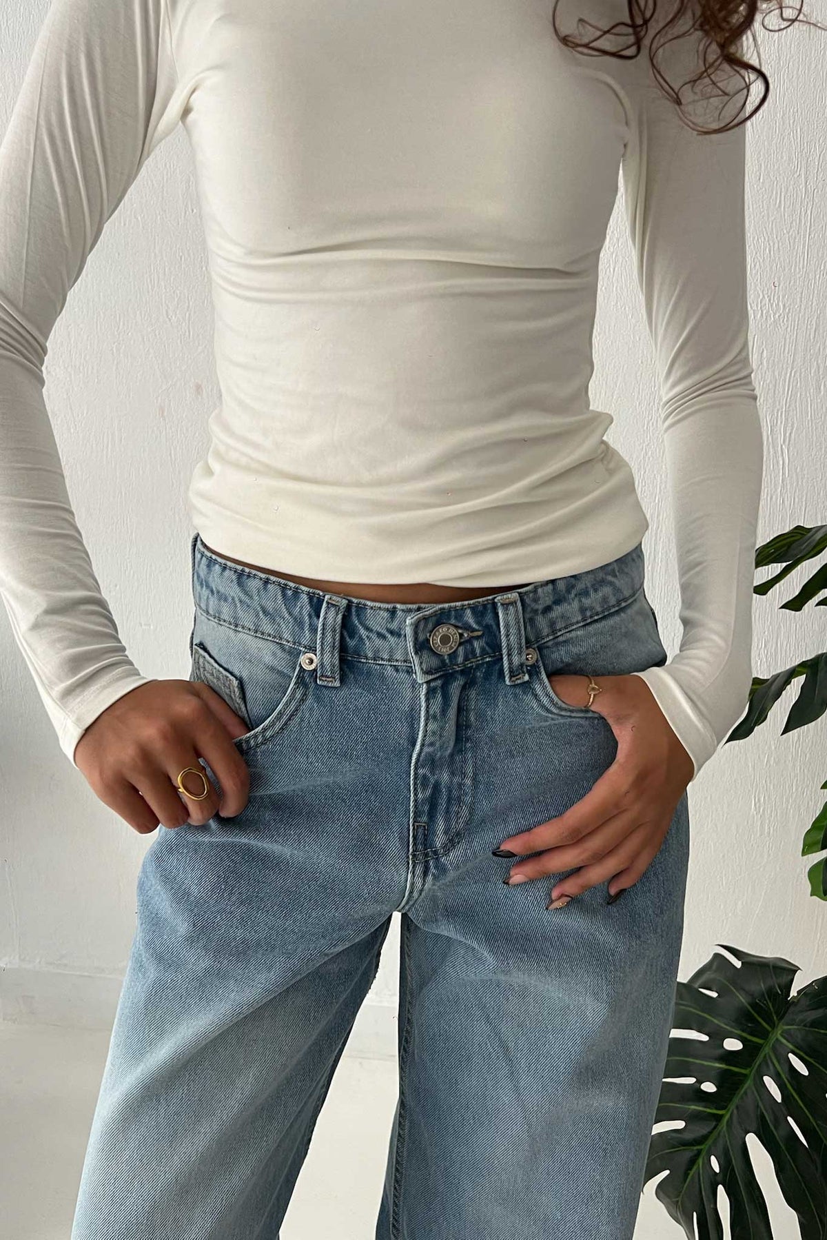 Baggy – Mid Rise Bright Blue Jeans Baggy CIZARO - Cizaro Jeans
