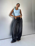 Baggy High-Waist Washed Black Jeans