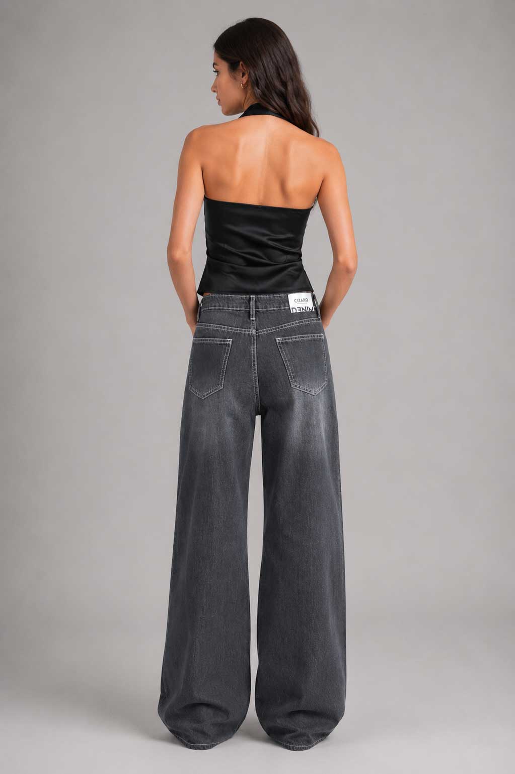 Baggy High Waist Washed Black Jeans