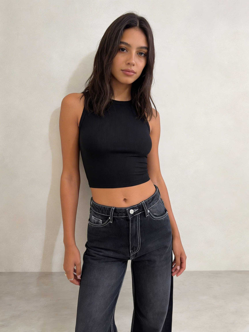 Baggy – High-Waist Black Raw Denim Jeans Baggy CIZARO - Cizaro Jeans
