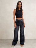 Baggy – High-Waist Black Raw Denim Jeans Baggy CIZARO - Cizaro Jeans