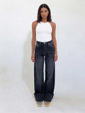 Baggy High waist Deep Washed Charcoal Baggy CIZARO - Cizaro Jeans