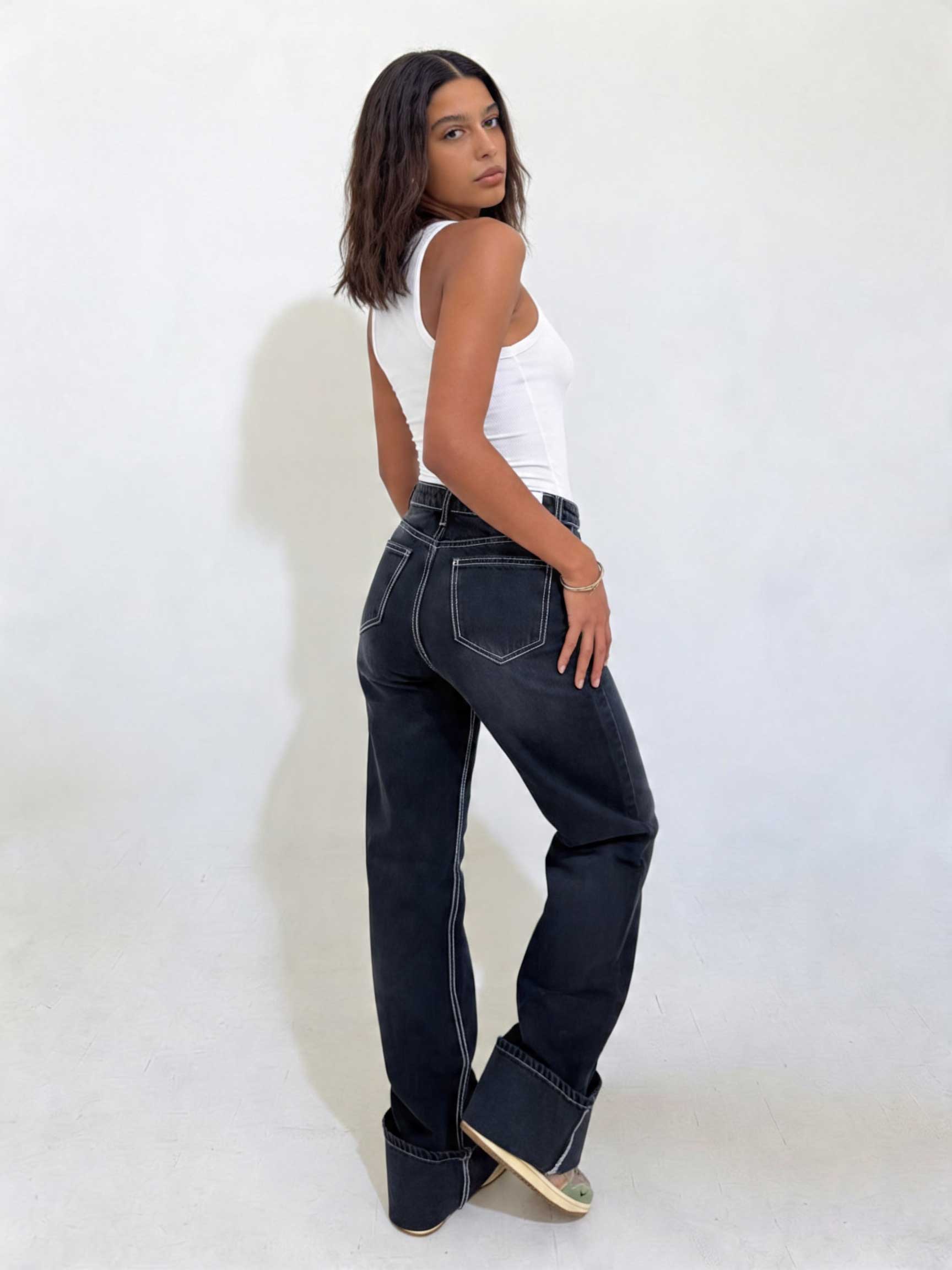 Baggy High waist Deep Washed Charcoal