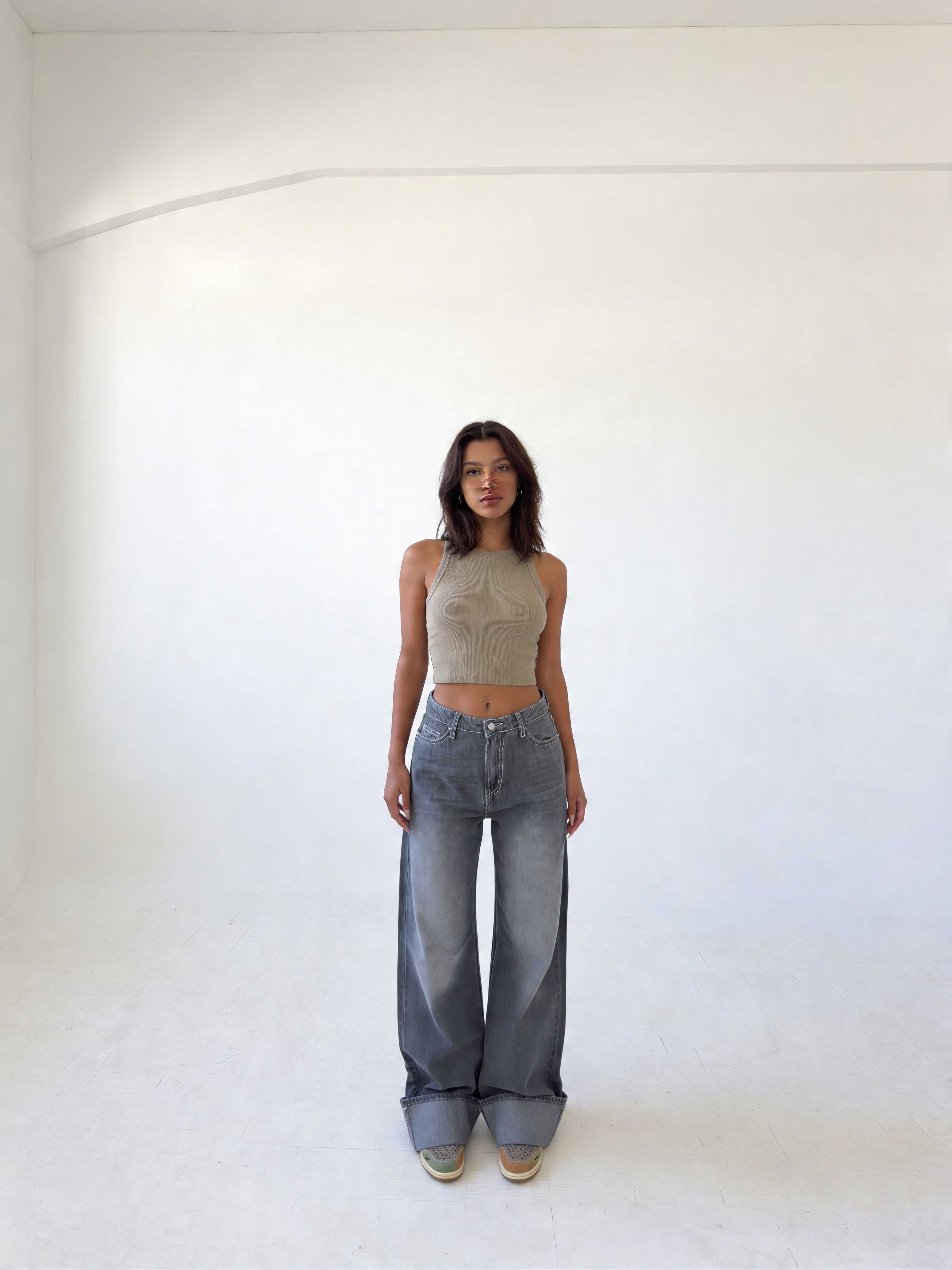 Baggy – High-Waist Faded Grey Jeans Baggy CIZARO - Cizaro Jeans