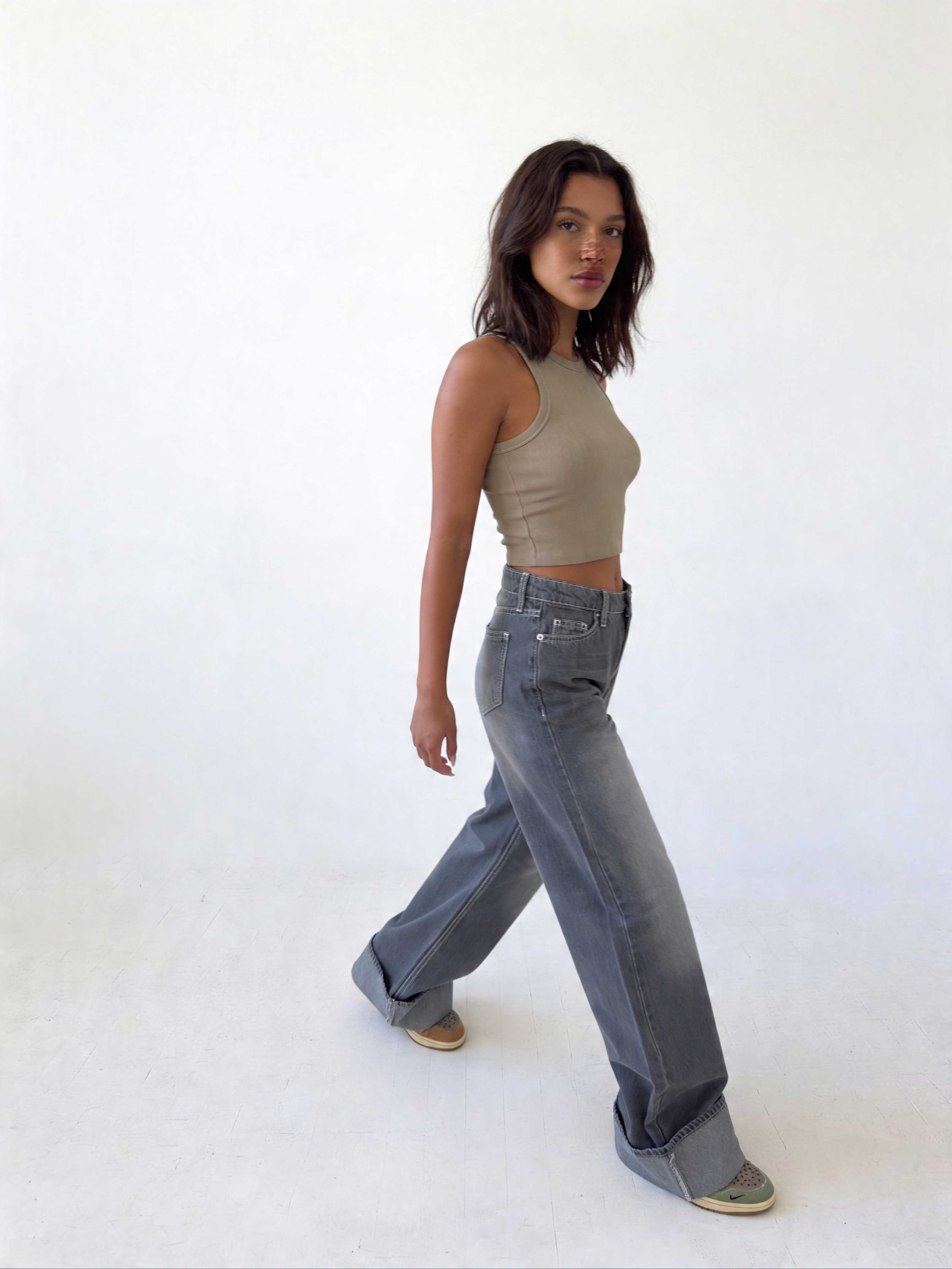 Baggy – High-Waist Faded Grey Jeans Baggy CIZARO - Cizaro Jeans