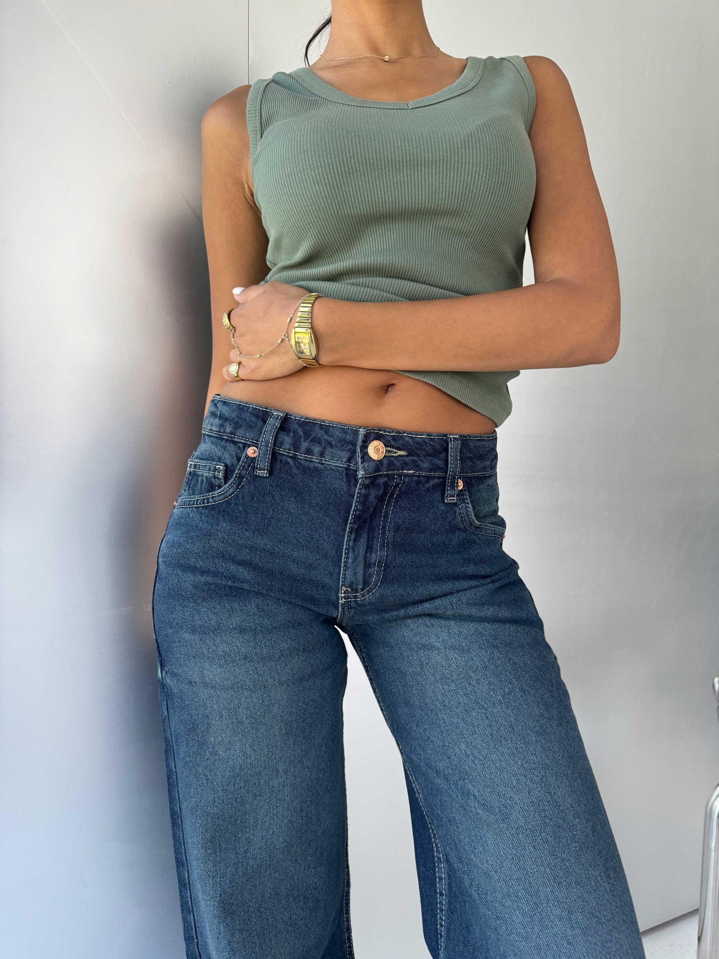 Baggy Low-Waist Deep Vintage Blue Jeans