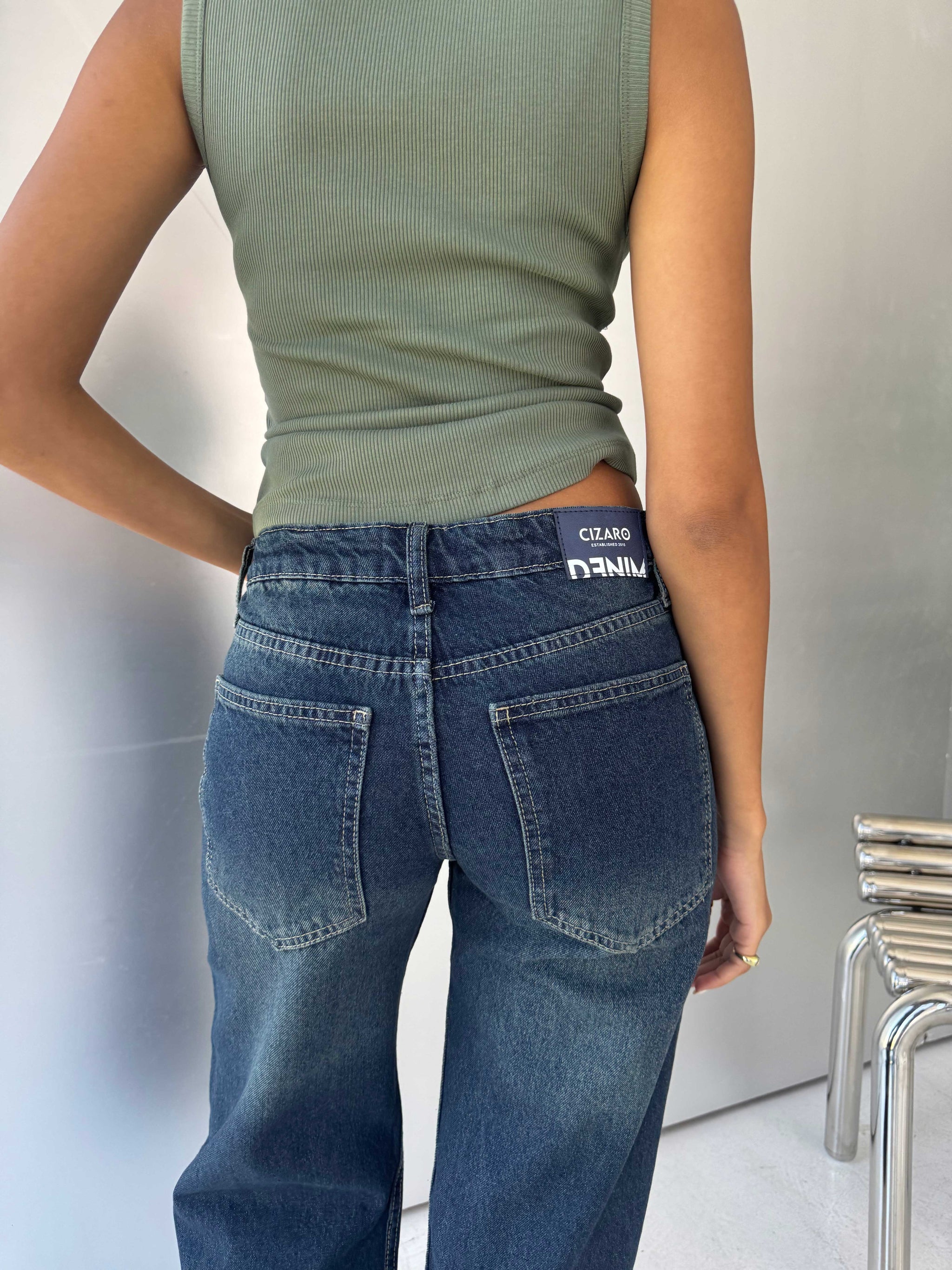 Baggy Low-Waist Deep Vintage Blue Jeans Baggy CIZARO - Cizaro Jeans