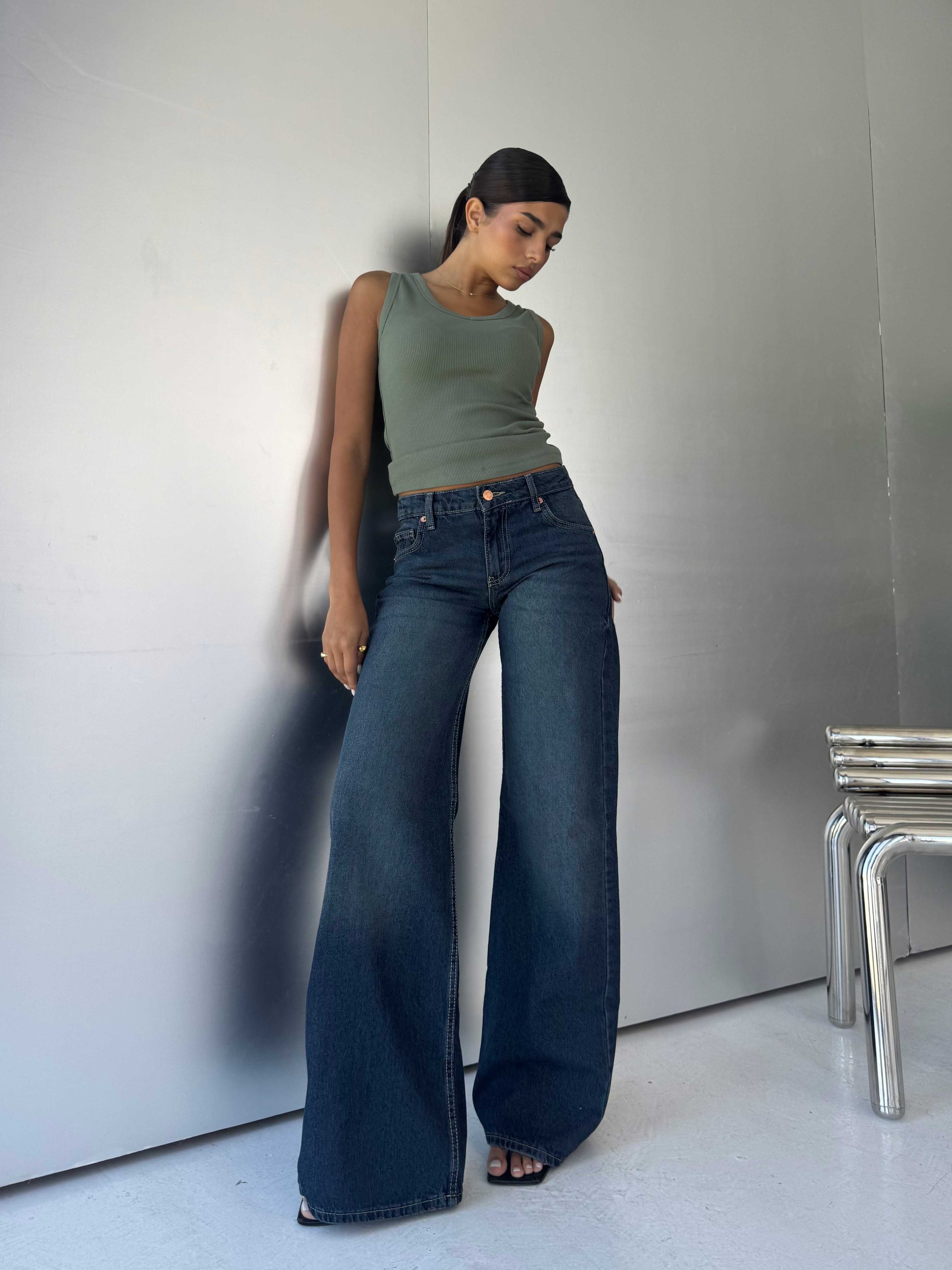 Baggy Low-Waist Deep Vintage Blue Jeans Baggy CIZARO - Cizaro Jeans