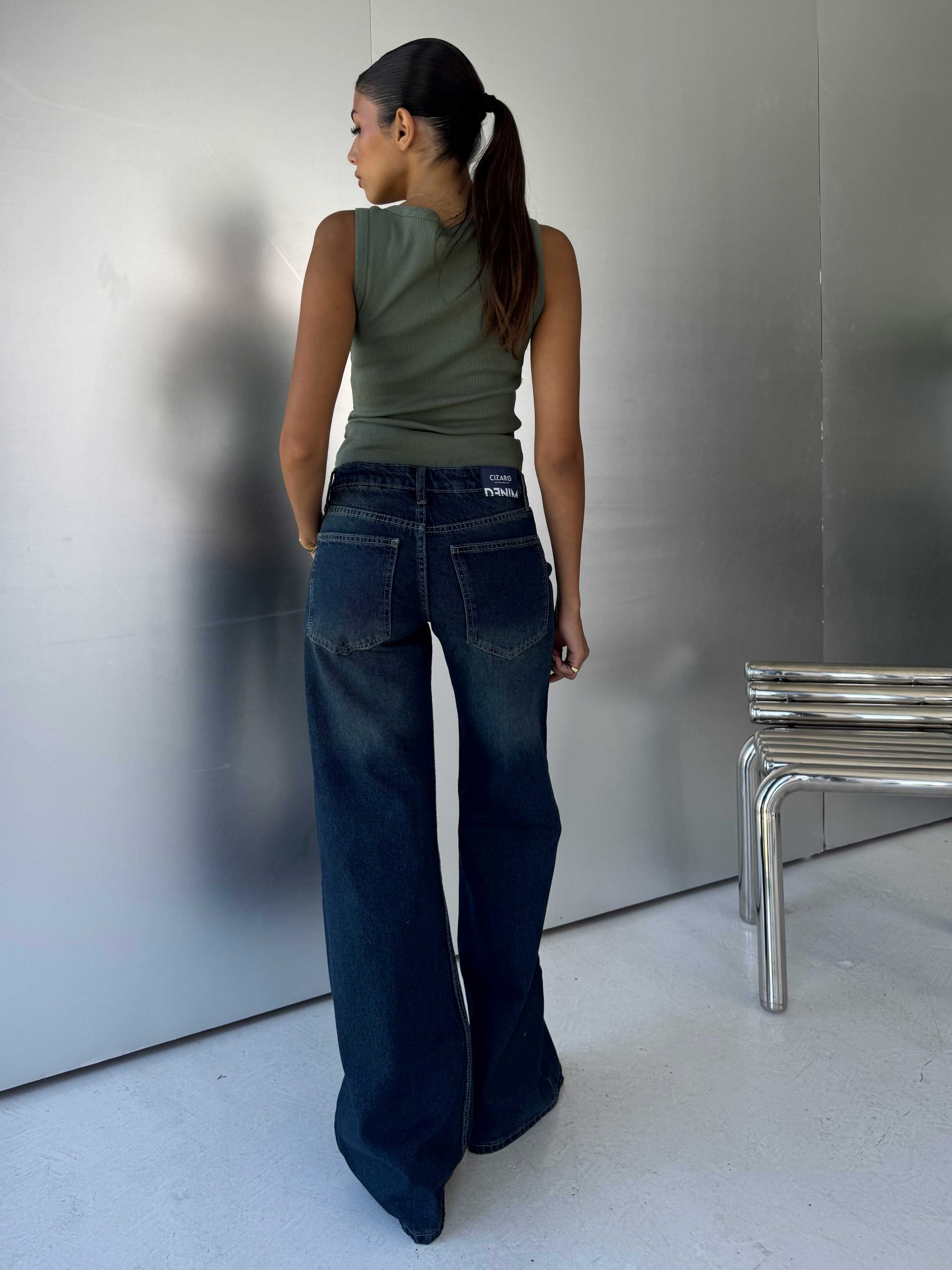 Baggy Low-Waist Deep Vintage Blue Jeans Baggy CIZARO - Cizaro Jeans