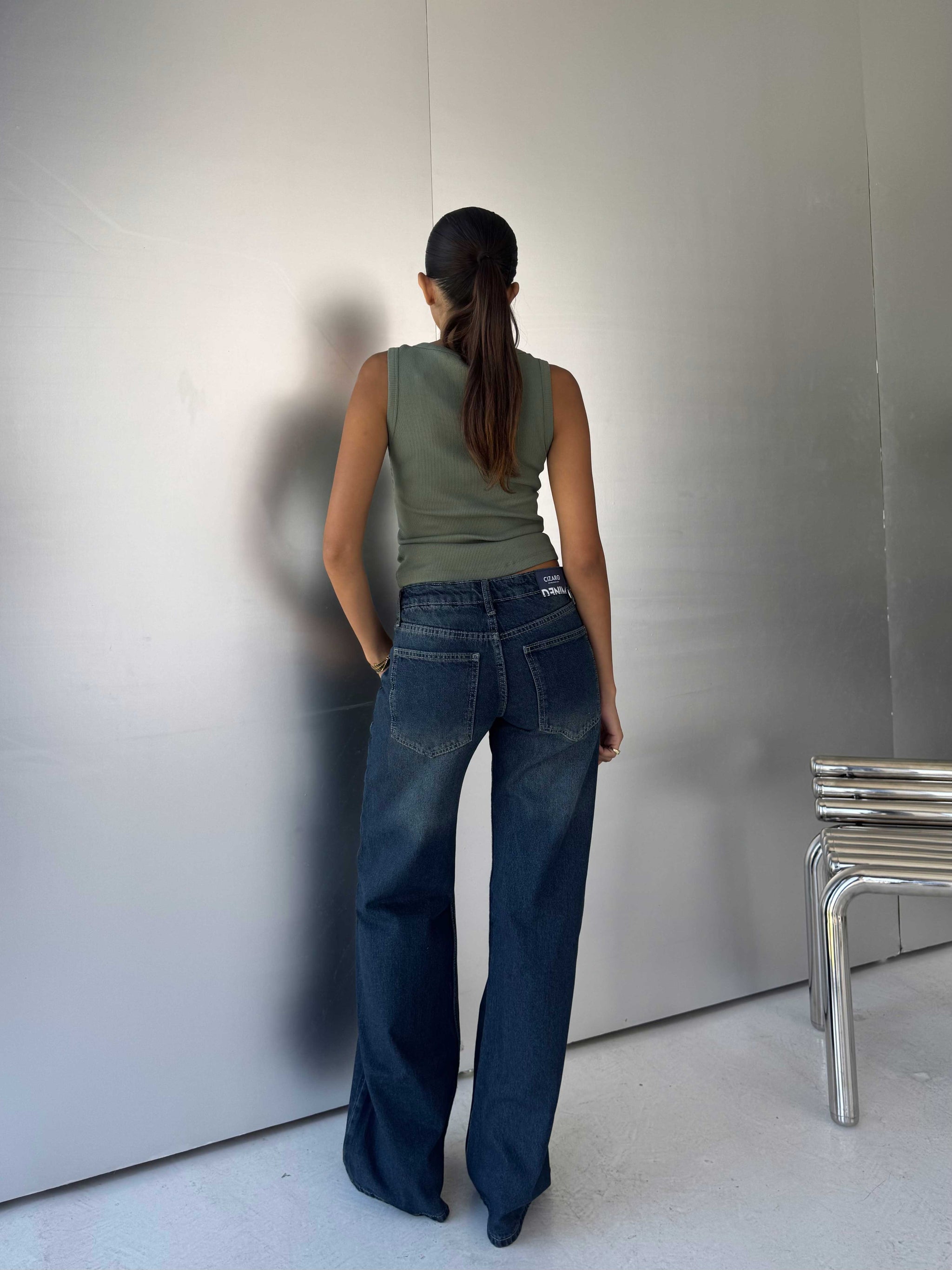 Baggy Low-Waist Deep Vintage Blue Jeans Baggy CIZARO - Cizaro Jeans