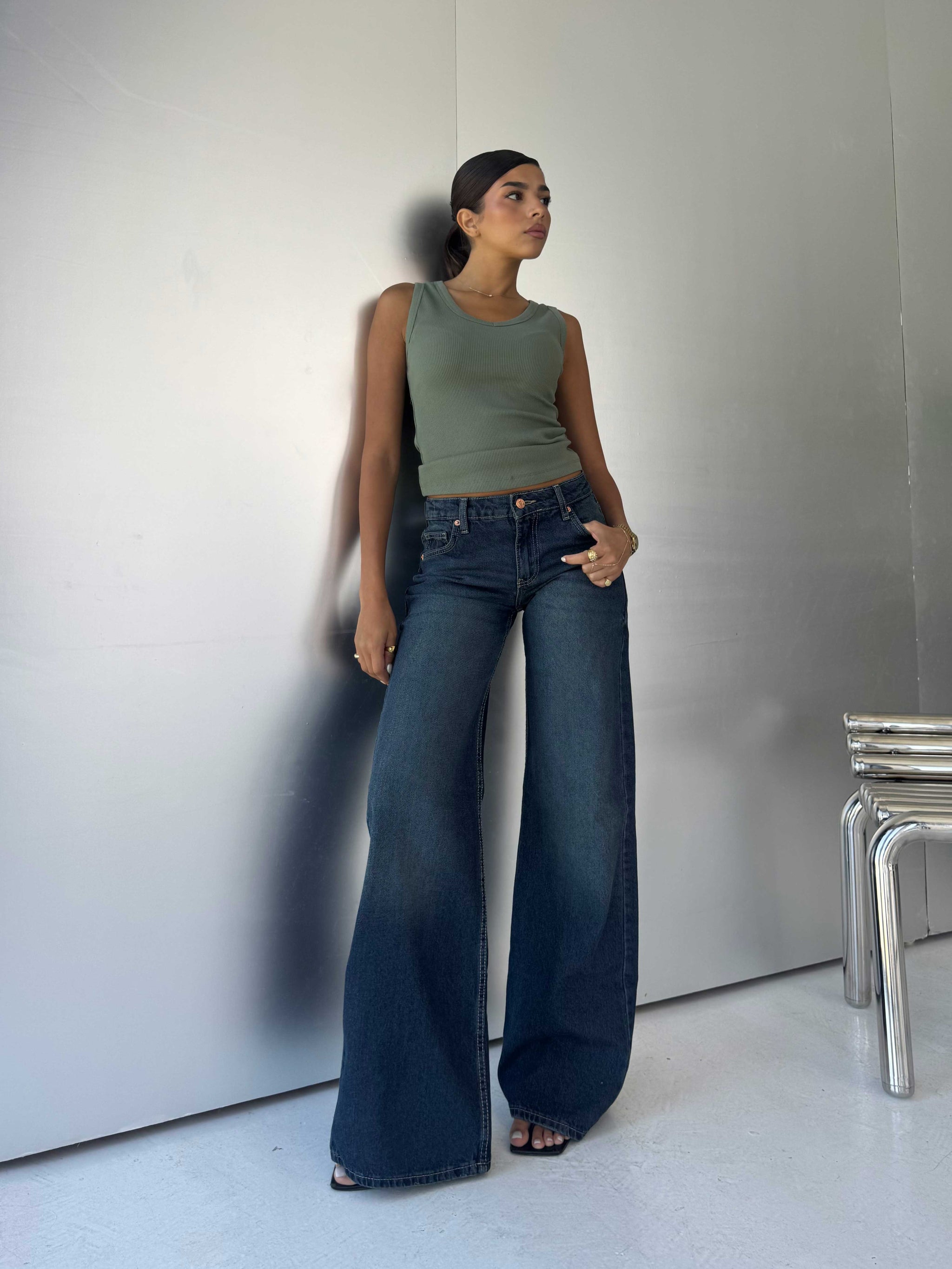 Baggy Low-Waist Deep Vintage Blue Jeans Baggy CIZARO - Cizaro Jeans