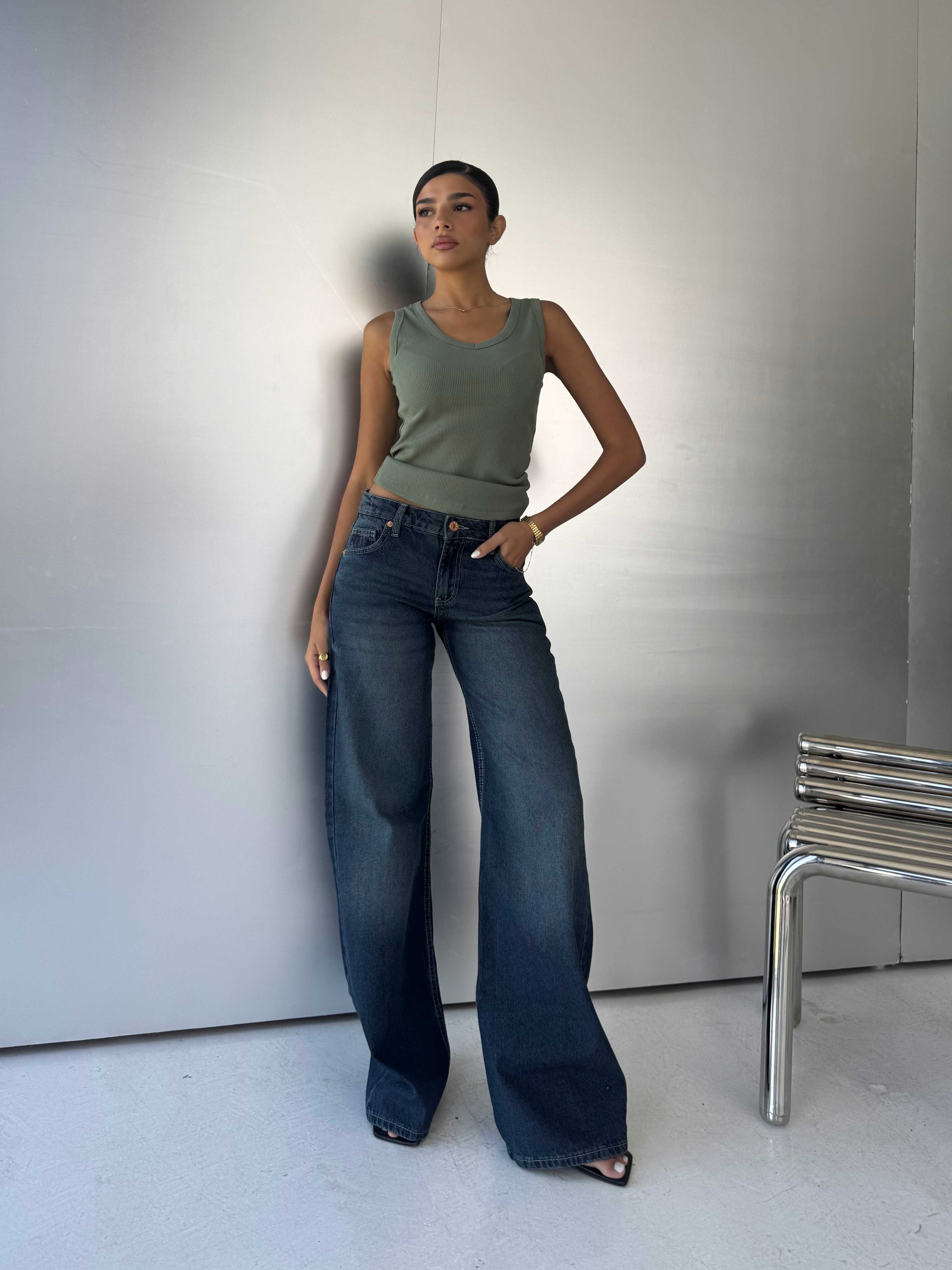 Baggy Low-Waist Deep Vintage Blue Jeans
