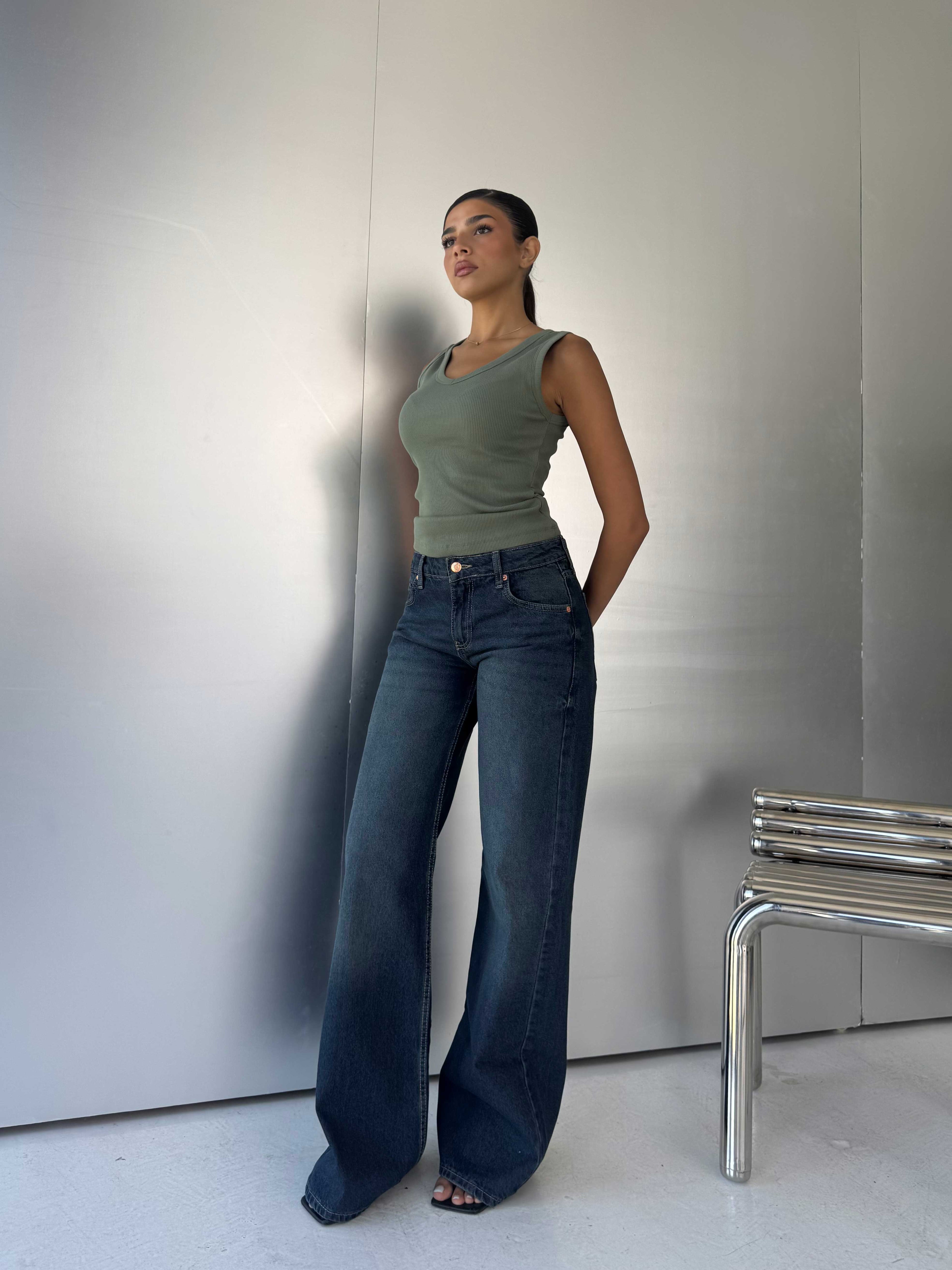 Baggy Low-Waist Deep Vintage Blue Jeans