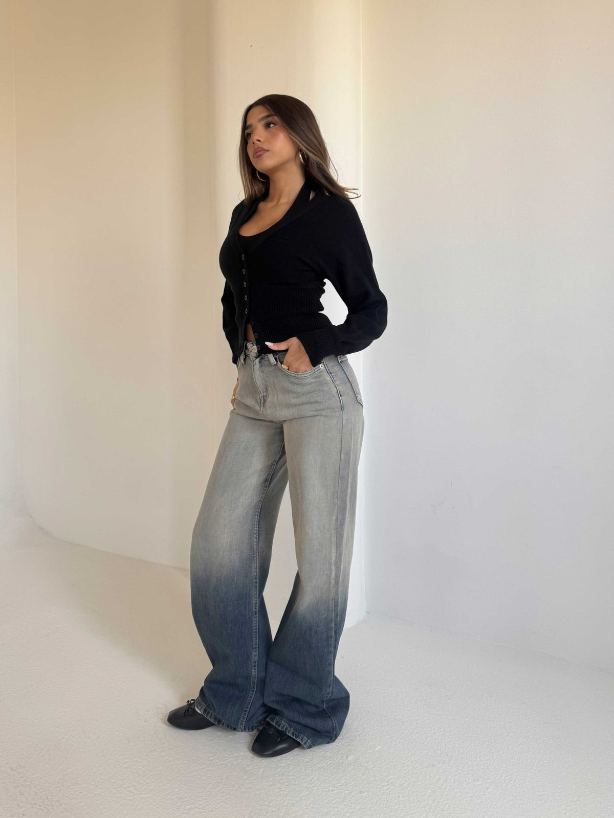 Baggy Mid-Rise Vintage Gradient Wash Jeans Baggy CIZARO - Cizaro Jeans