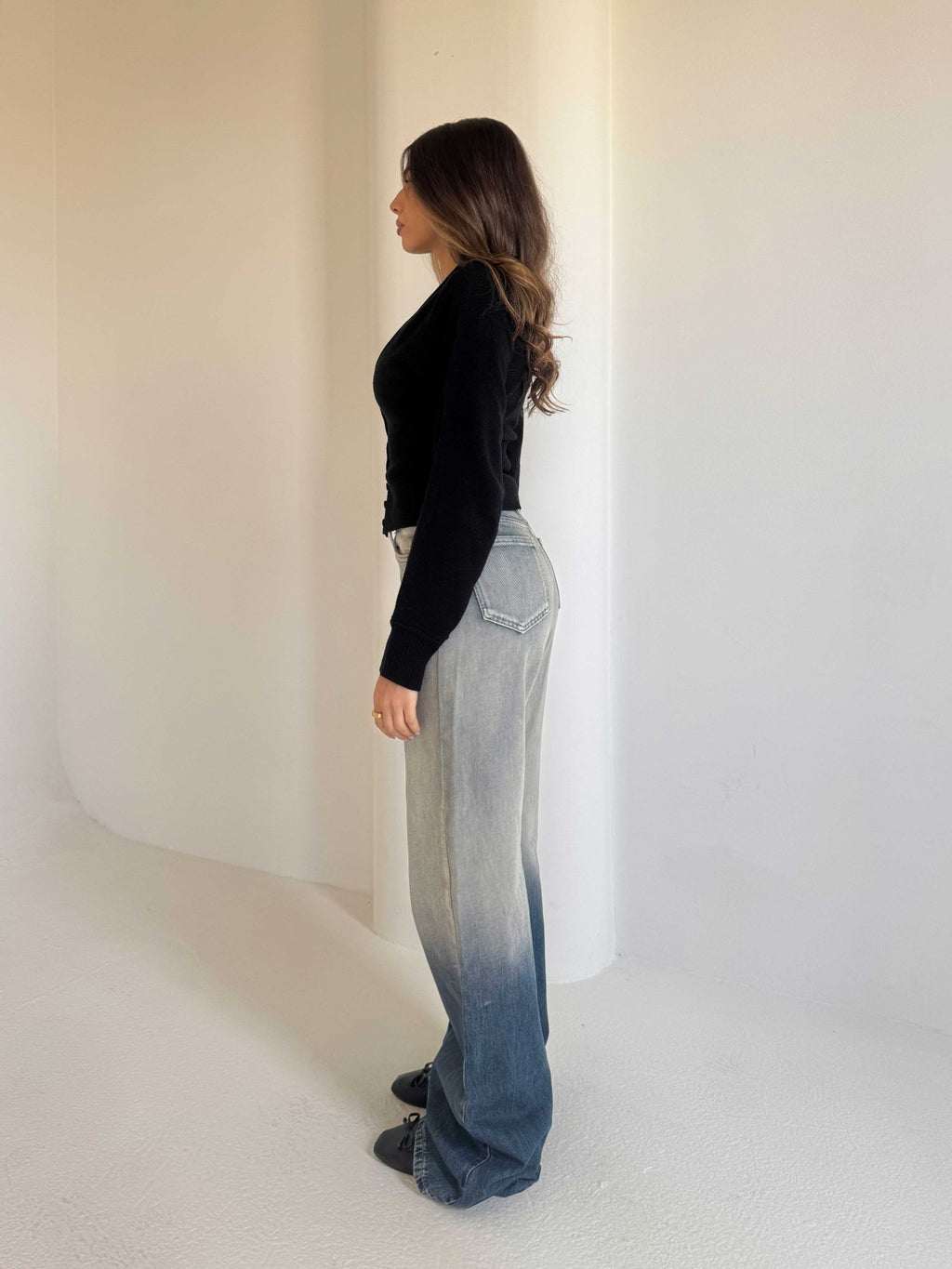 Baggy Mid-Rise Vintage Gradient Wash Jeans Baggy CIZARO - Cizaro Jeans