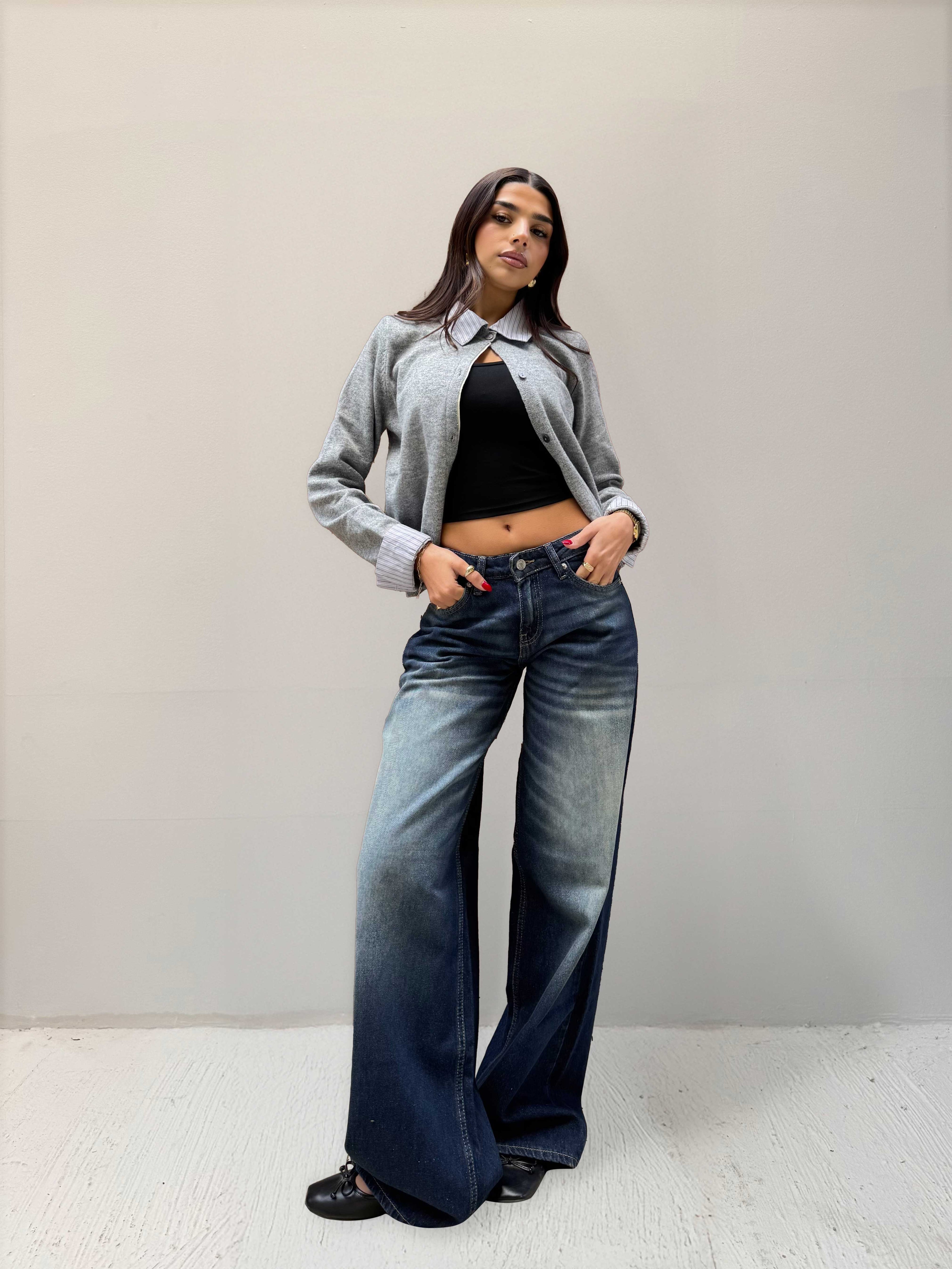 Baggy Low Waist Faded Vintage Blue Jeans Baggy CIZARO - Cizaro Jeans