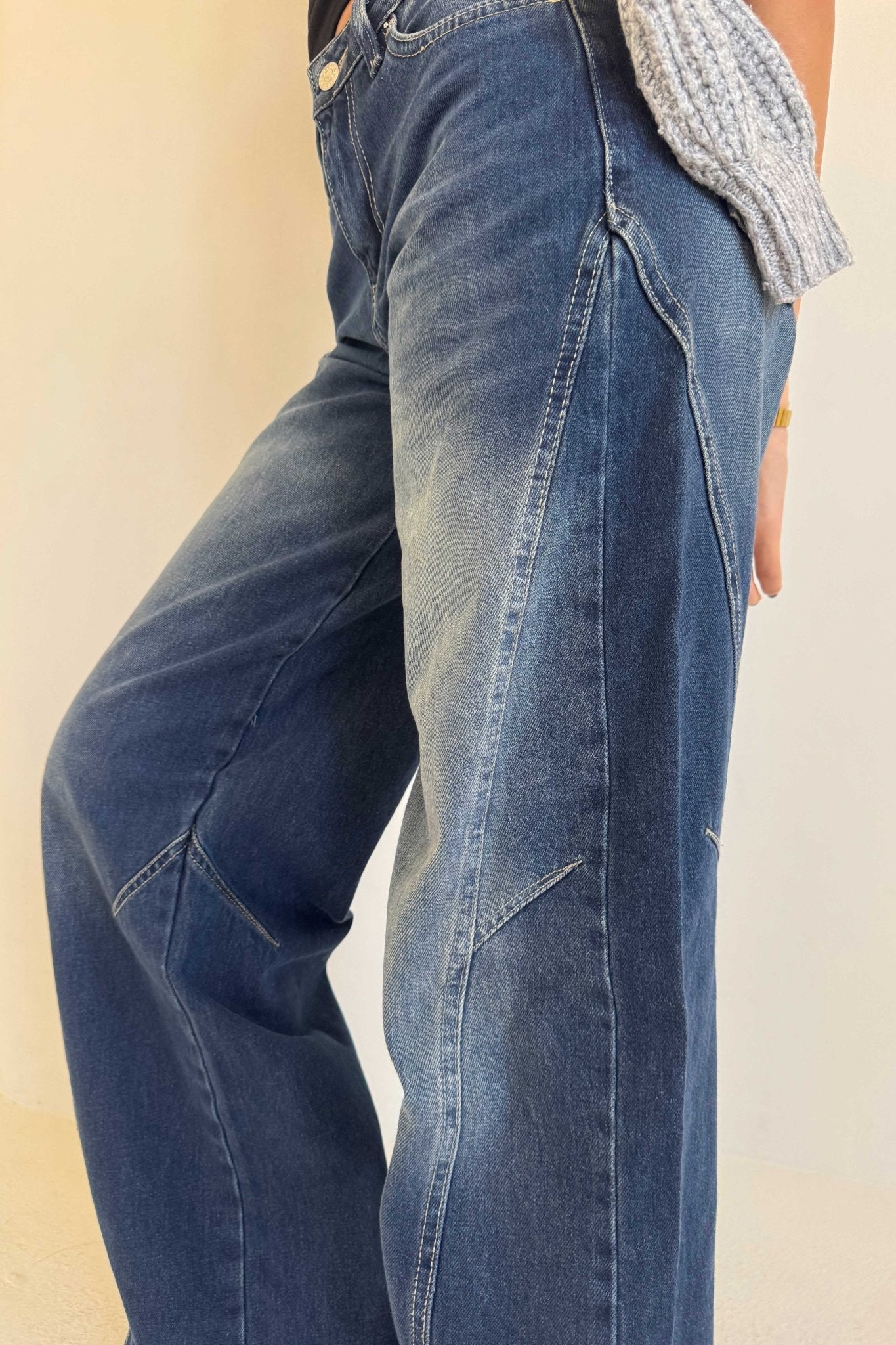 Seam Super Baggy – Mid Rise Deep Vintage Blue Jeans Super Baggy CIZARO - Cizaro Jeans