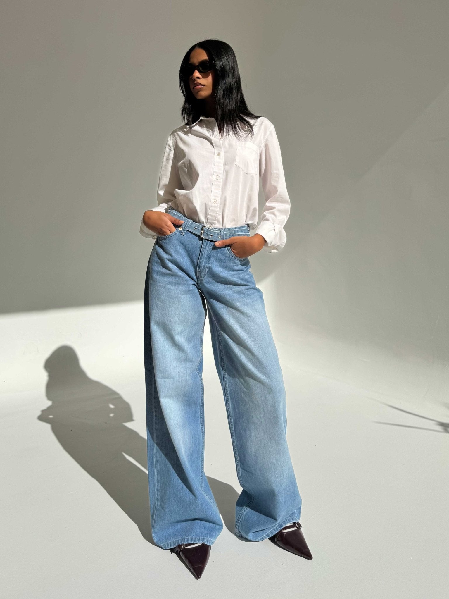 Super Baggy – Mid-Rise Powder Blue Jeans baggy CIZARO - Cizaro Jeans