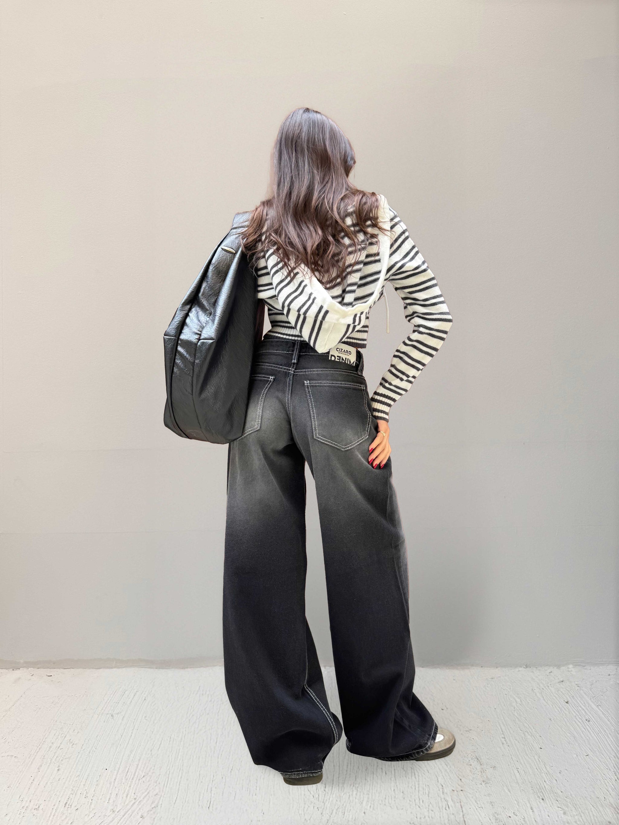 Baggy – Low-Waist Faded Washed Black Jeans Baggy CIZARO - Cizaro Jeans
