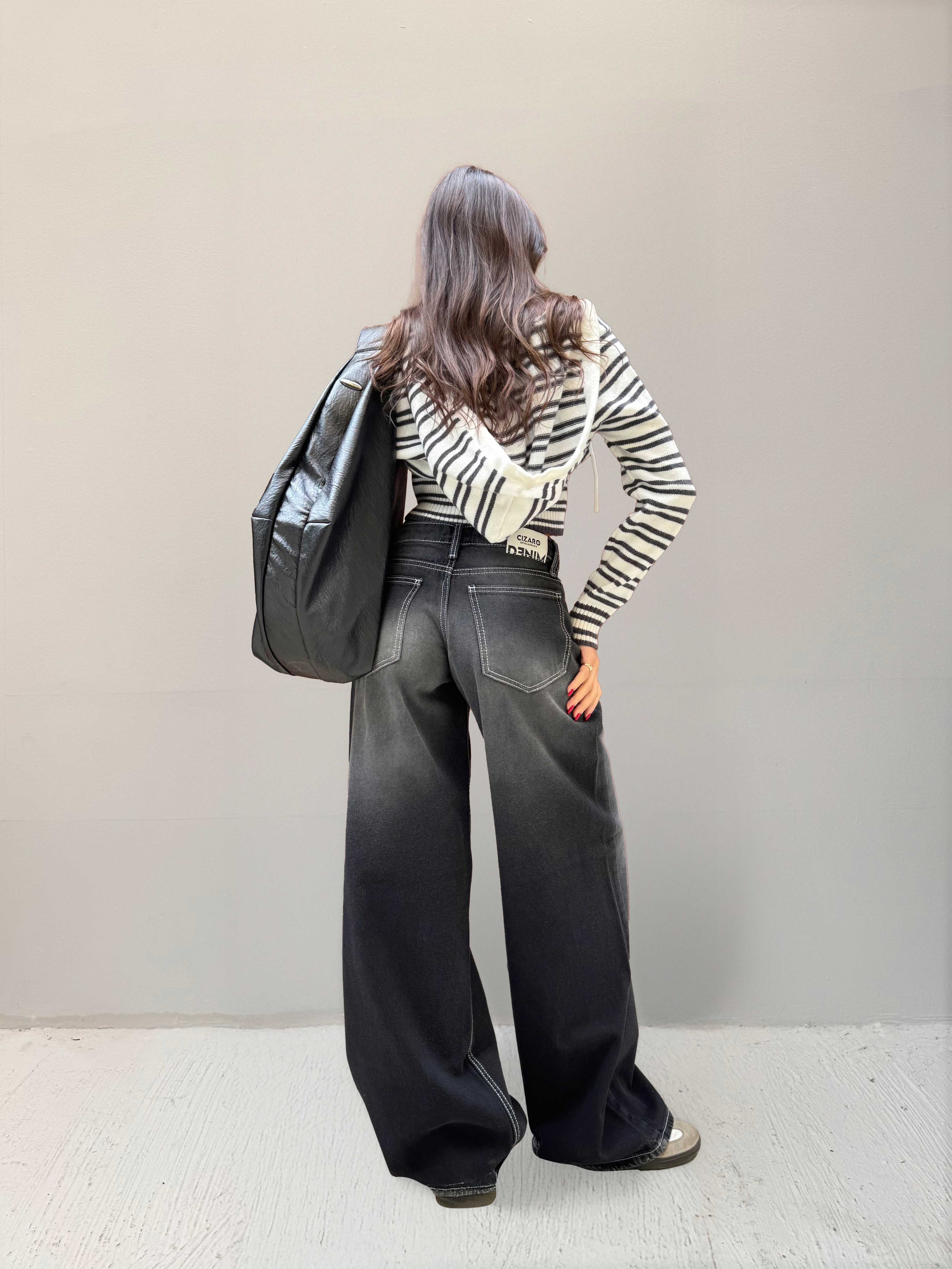 Baggy – Low-Waist Faded Washed Black Jeans Baggy CIZARO - Cizaro Jeans