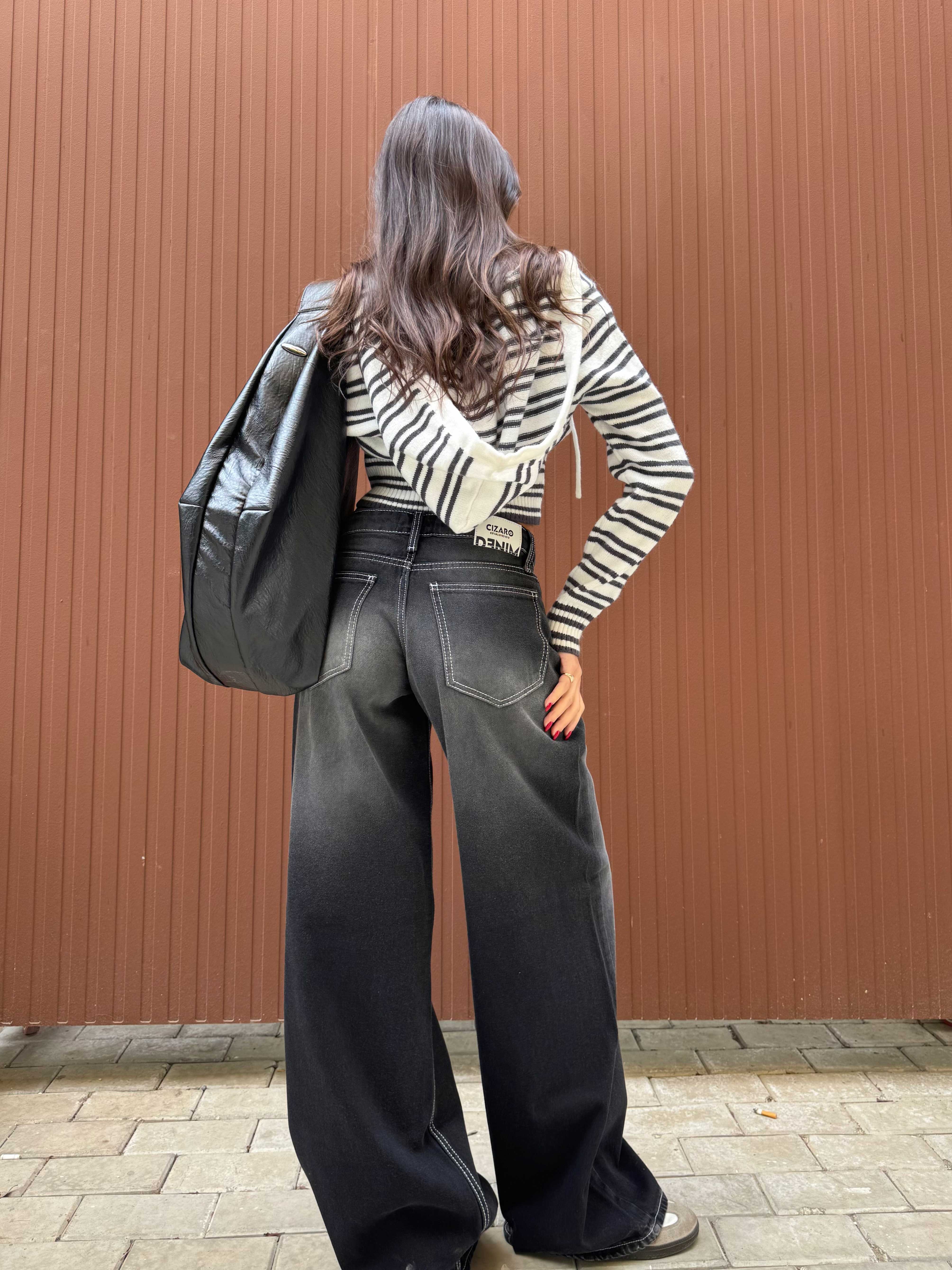 Baggy – Low-Waist Faded Washed Black Jeans Baggy CIZARO - Cizaro Jeans