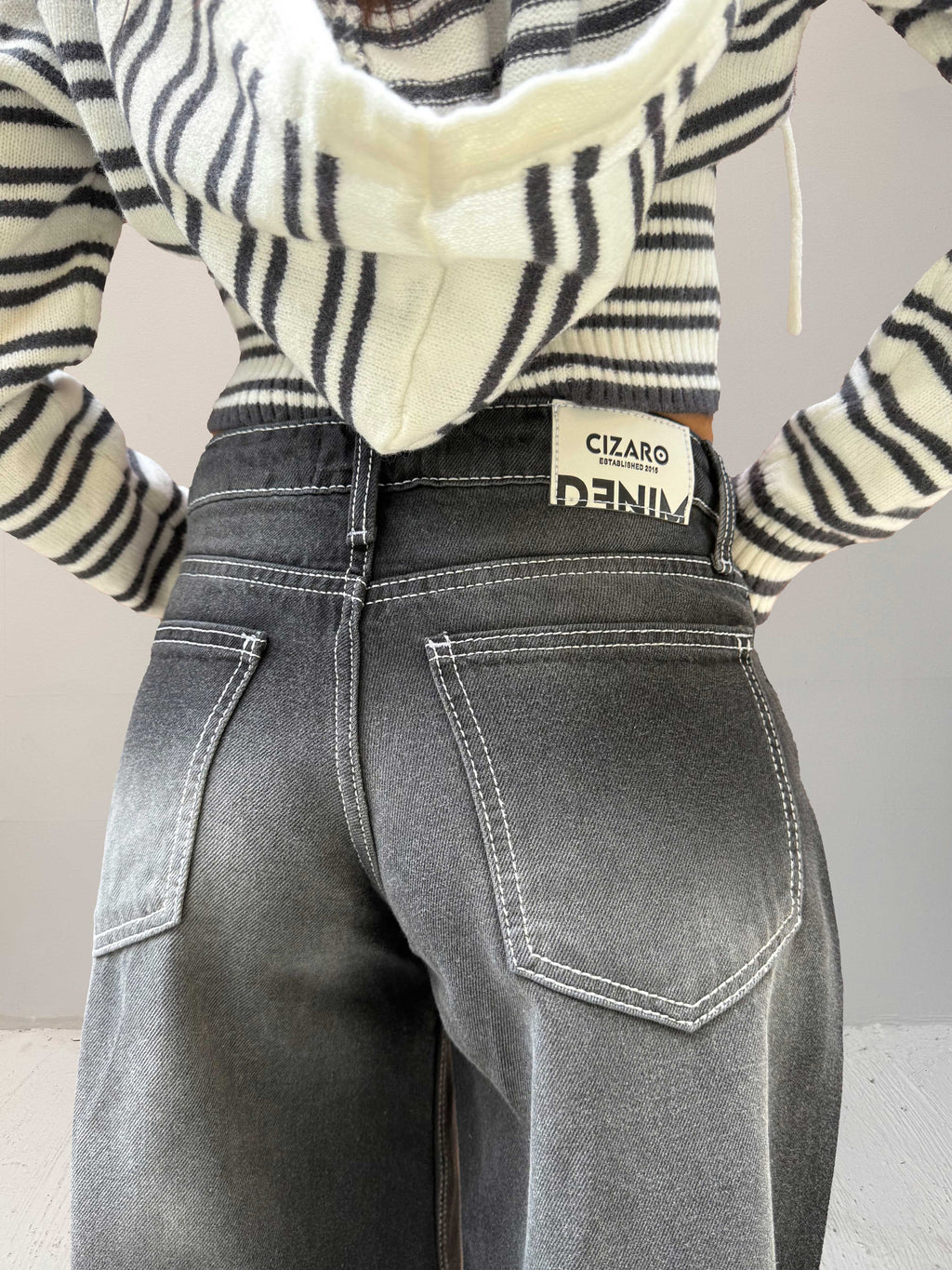 Baggy – Low-Waist Faded Washed Black Jeans Baggy CIZARO - Cizaro Jeans
