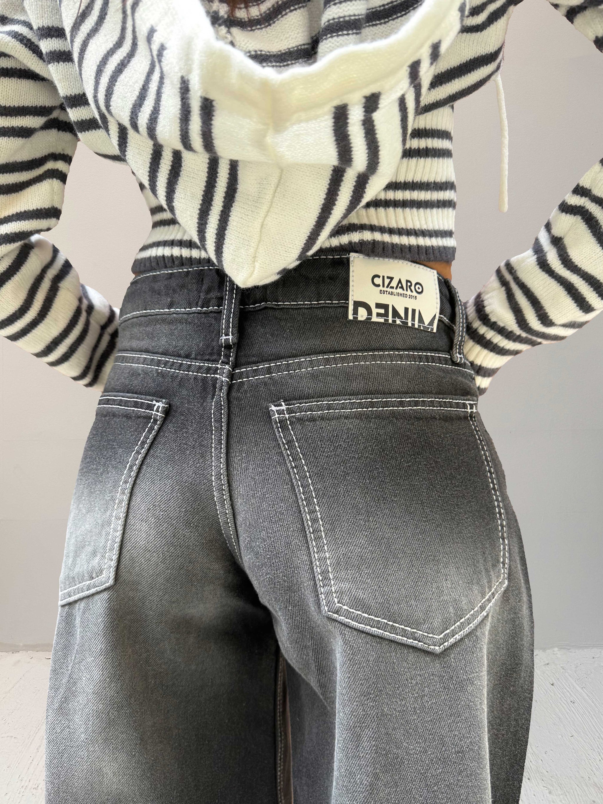 Baggy – Low-Waist Faded Washed Black Jeans Baggy CIZARO - Cizaro Jeans