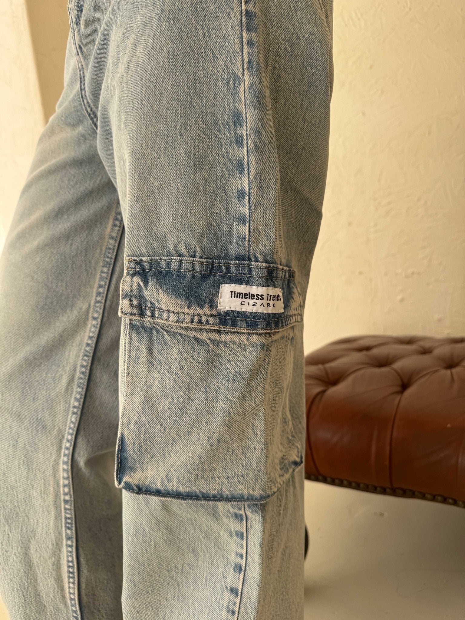 Cargo – Mid-Rise Light Vintage Blue Jeans cargo CIZARO - Cizaro Jeans