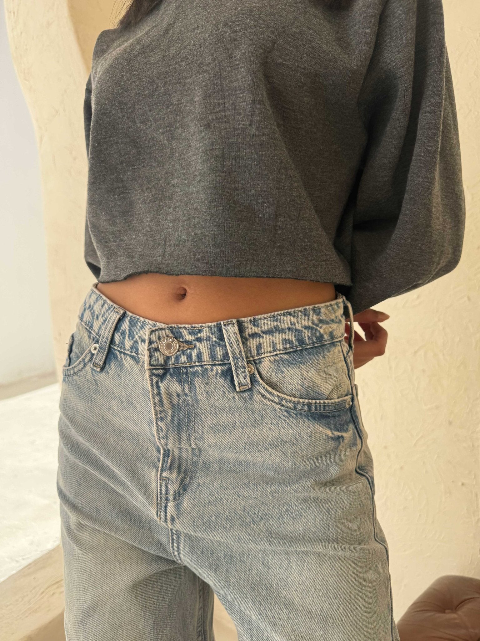 Cargo – Mid-Rise Light Vintage Blue Jeans cargo CIZARO - Cizaro Jeans