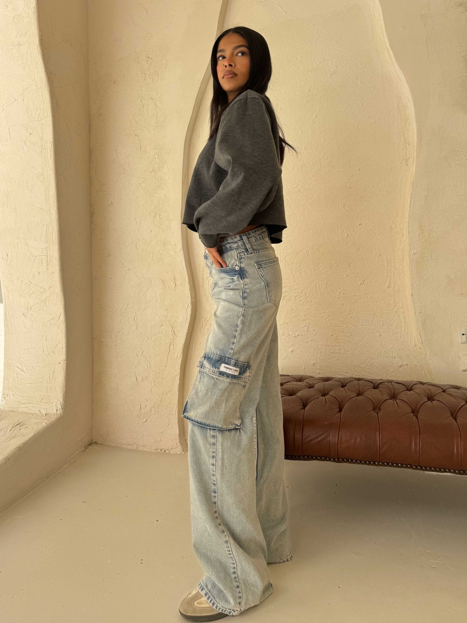 Cargo – Mid-Rise Light Vintage Blue Jeans cargo CIZARO - Cizaro Jeans