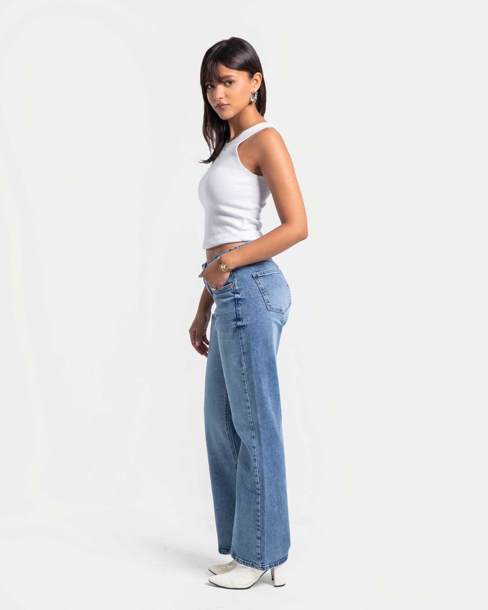 Boot Cut - Light Blue Jeans Flare CIZARO - Cizaro Jeans