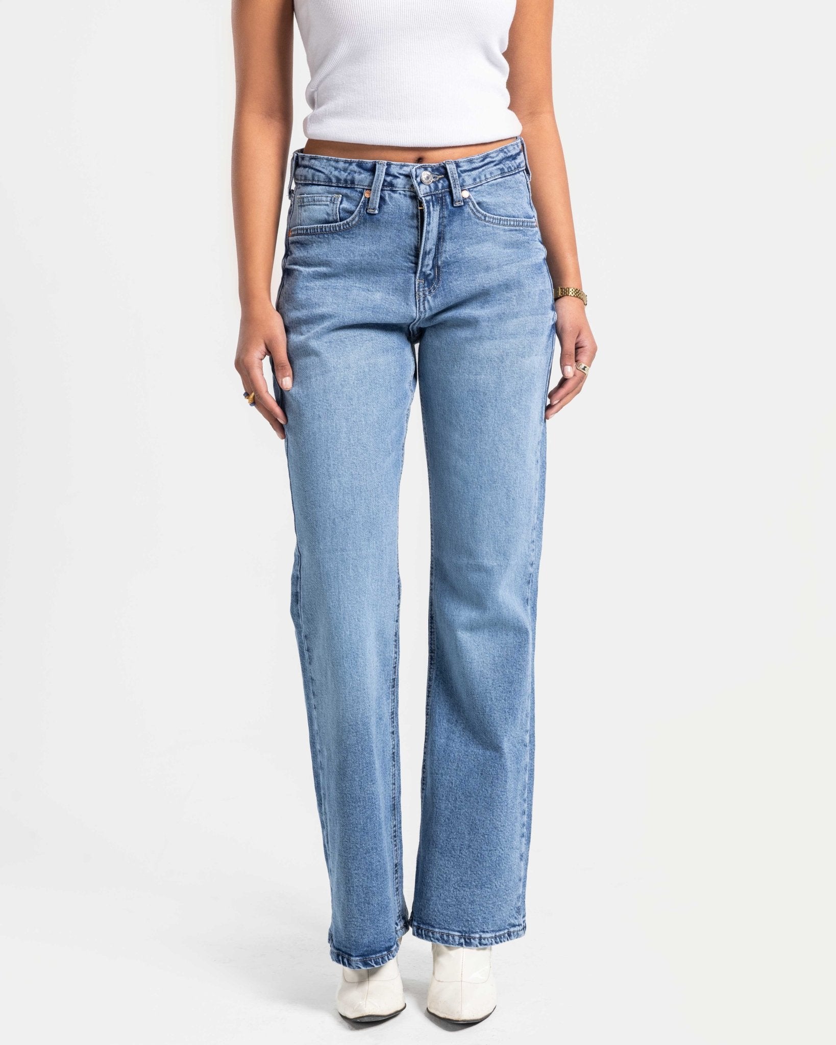 Boot Cut - Light Blue Jeans Flare CIZARO - Cizaro Jeans